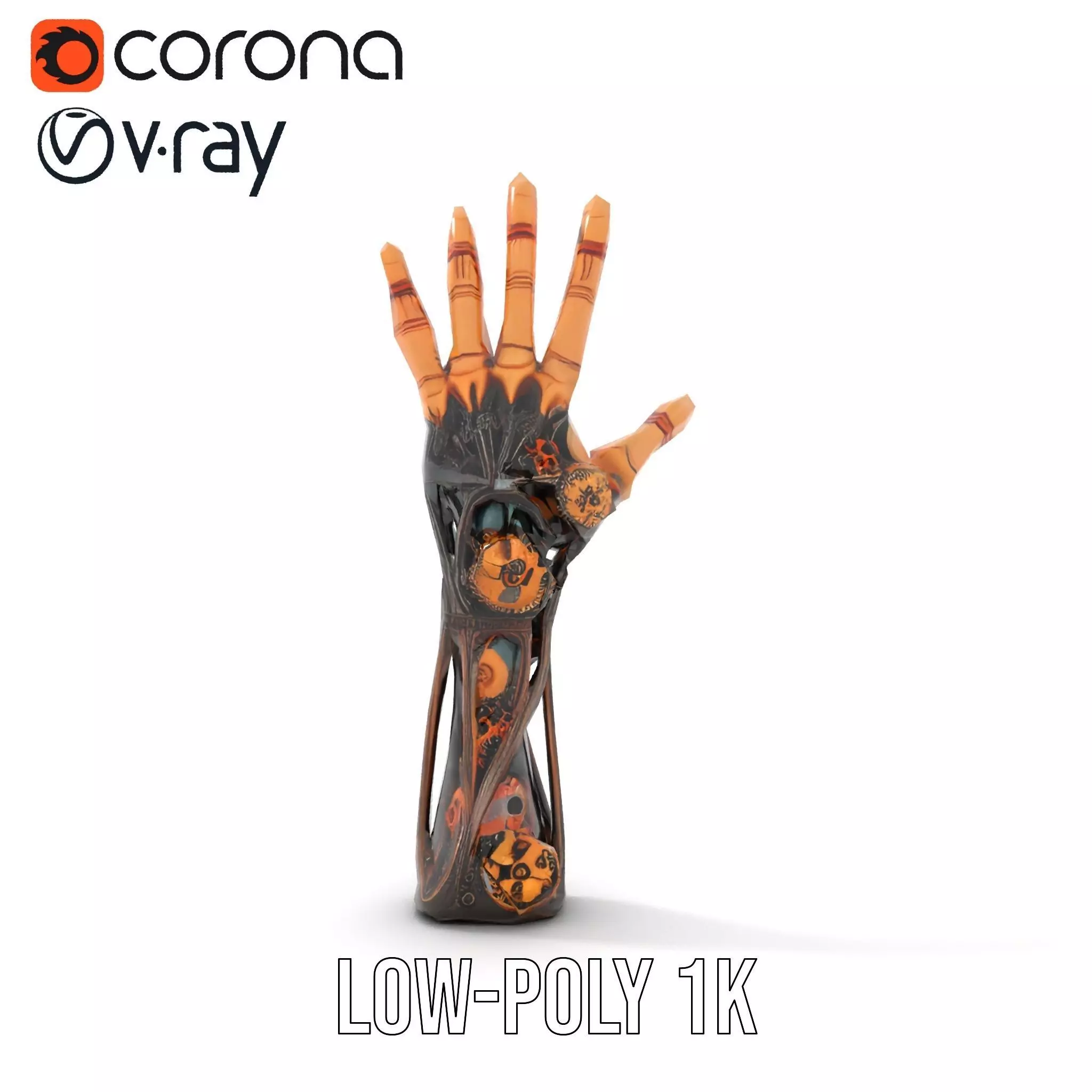 Steampunk Mechanical Hand Model Pack Low-poly 3D model_24