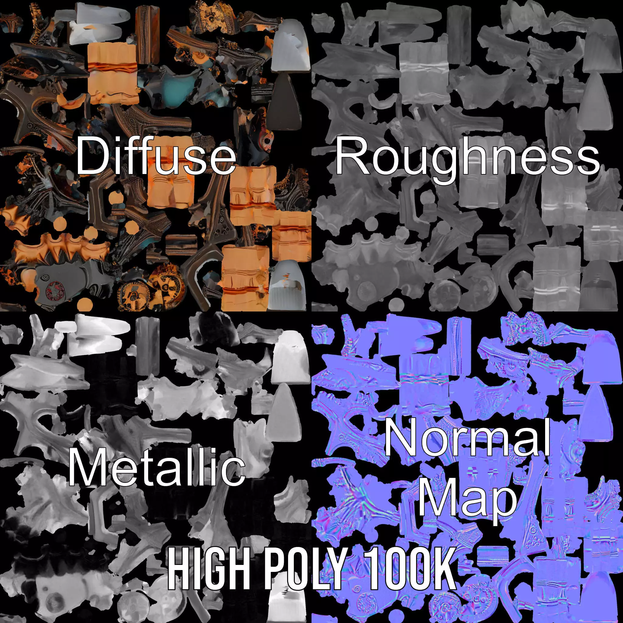 Steampunk Mechanical Hand Model Pack Low-poly 3D model_3