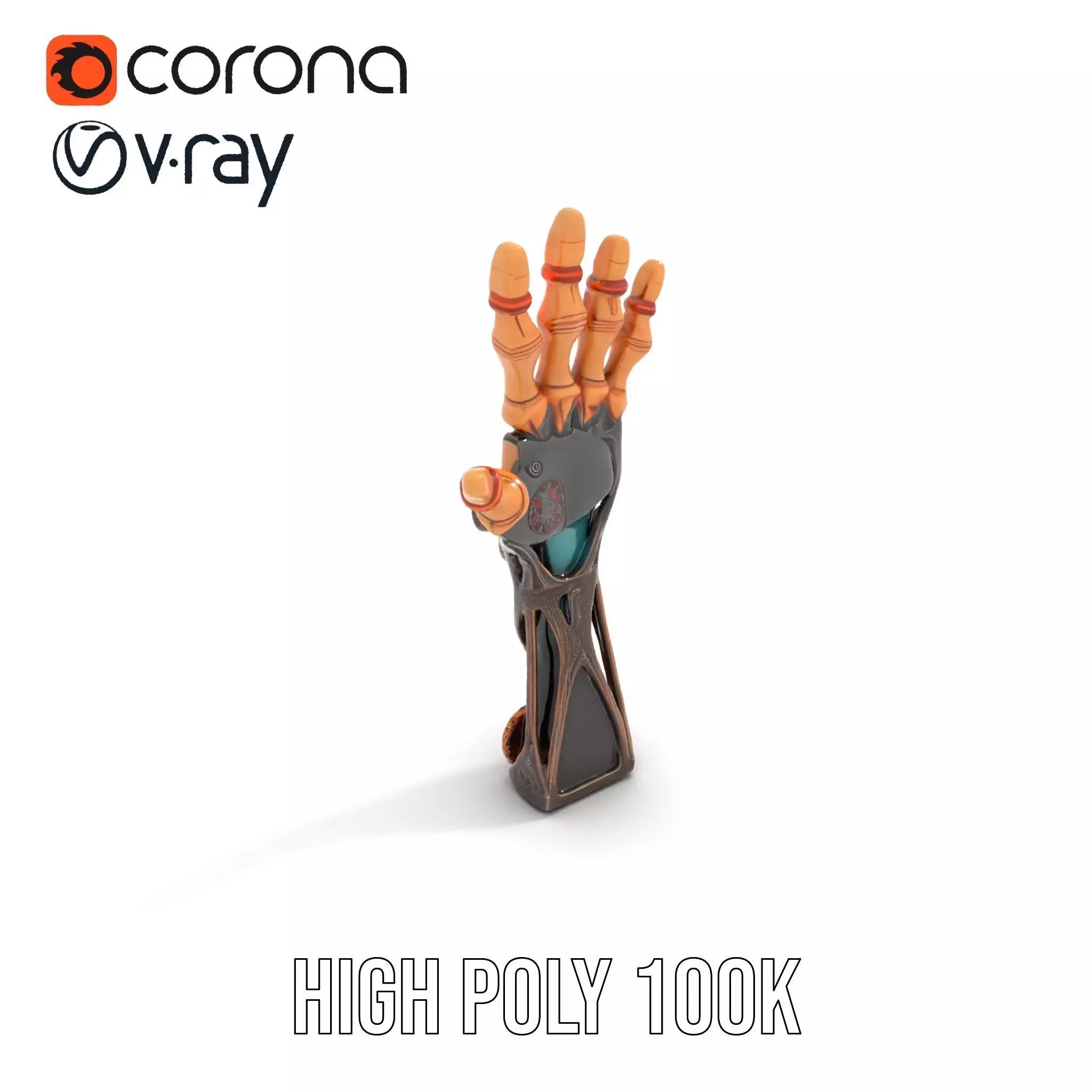 Steampunk Mechanical Hand Model Pack Low-poly 3D model_19