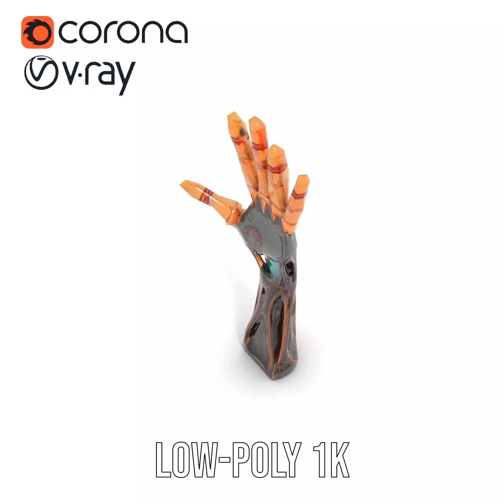 Steampunk Mechanical Hand Model Pack Low-poly 3D model_12