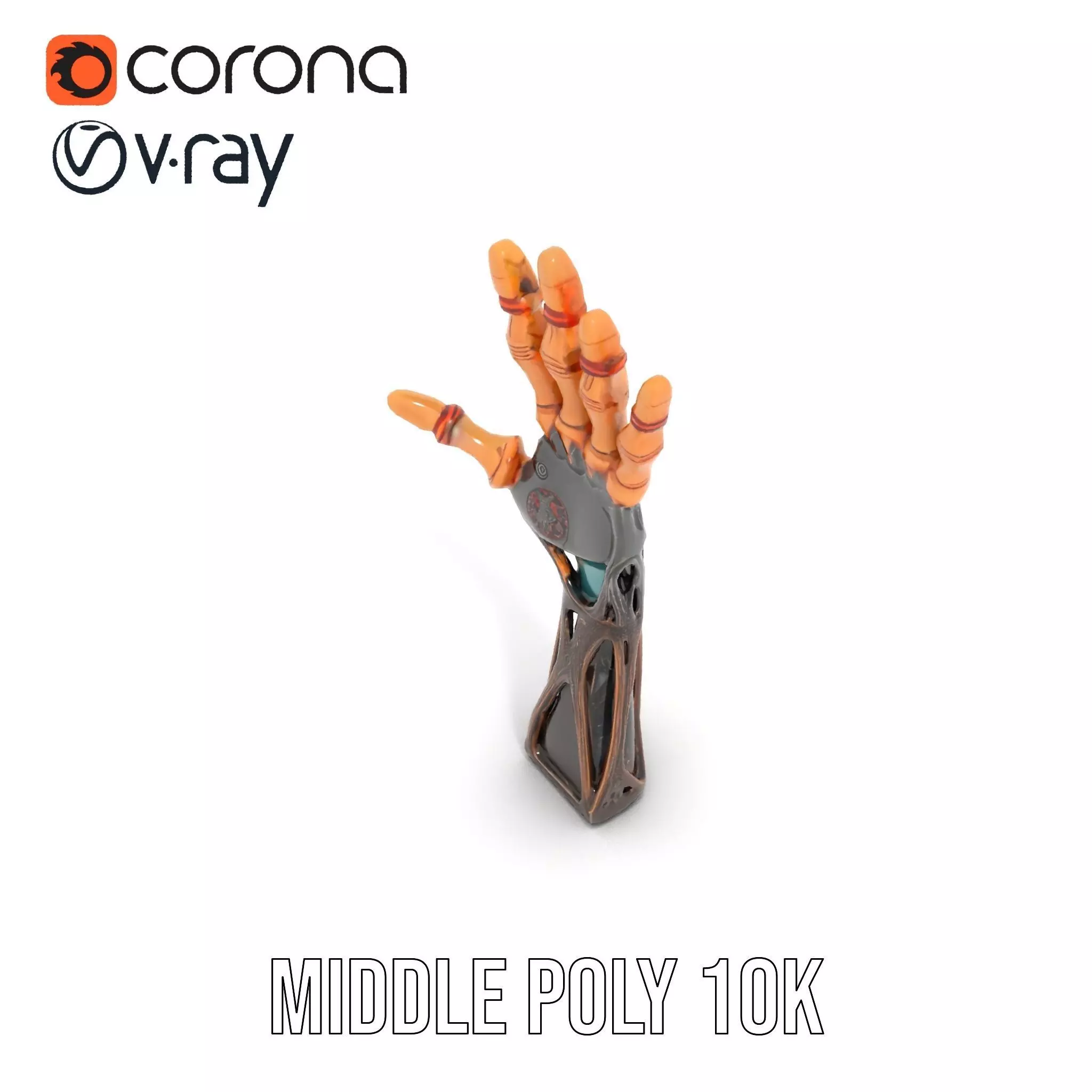 Steampunk Mechanical Hand Model Pack Low-poly 3D model_14