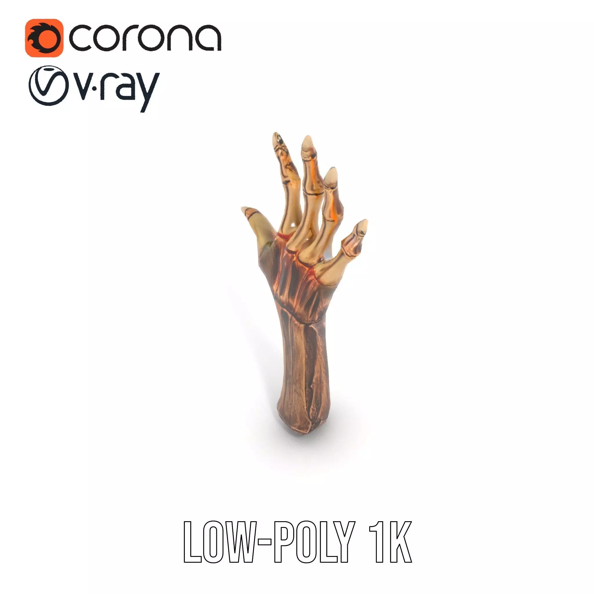 Zombie Hand model pack with detailed textures and bone structure Low-poly 3D model_7