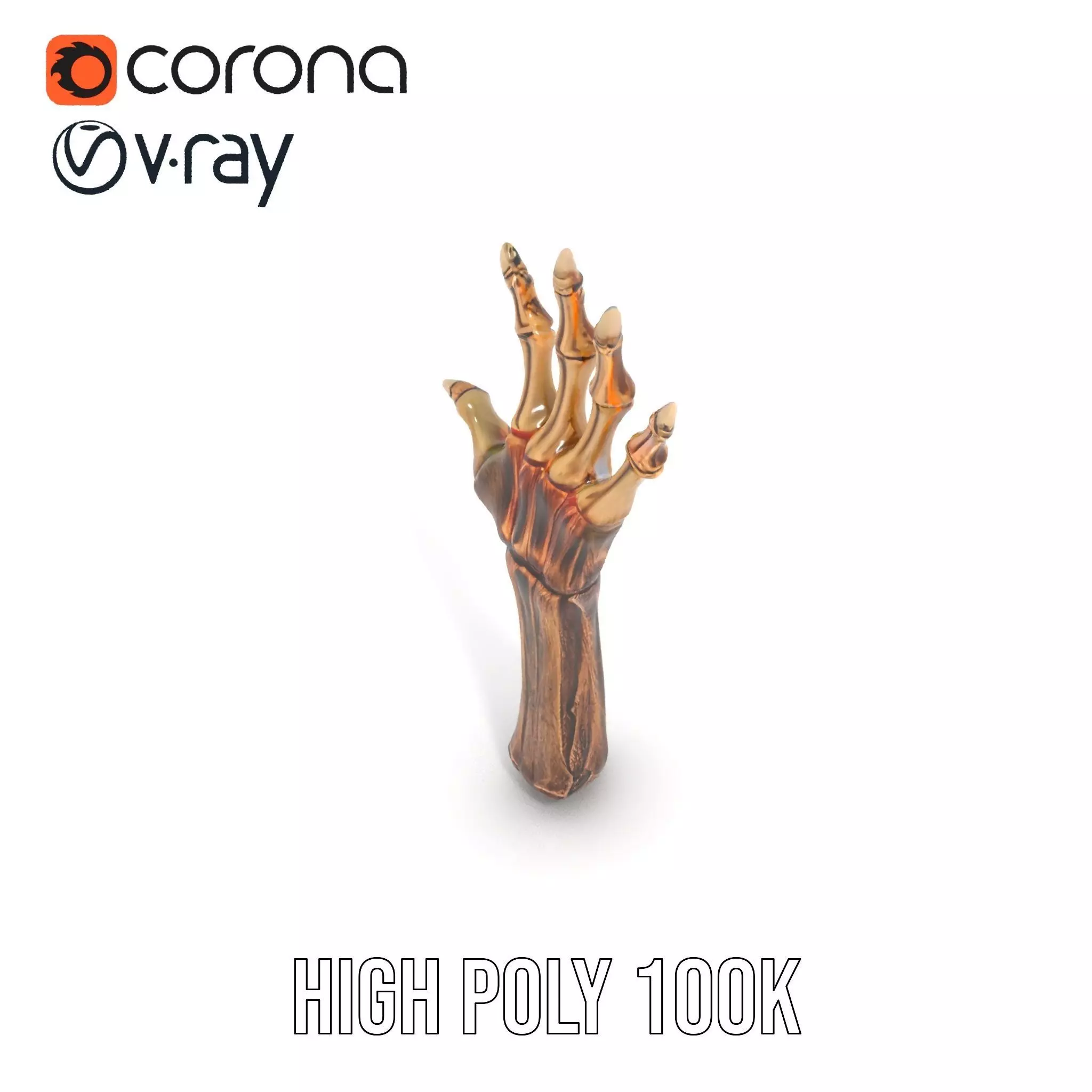 Zombie Hand model pack with detailed textures and bone structure Low-poly 3D model_17