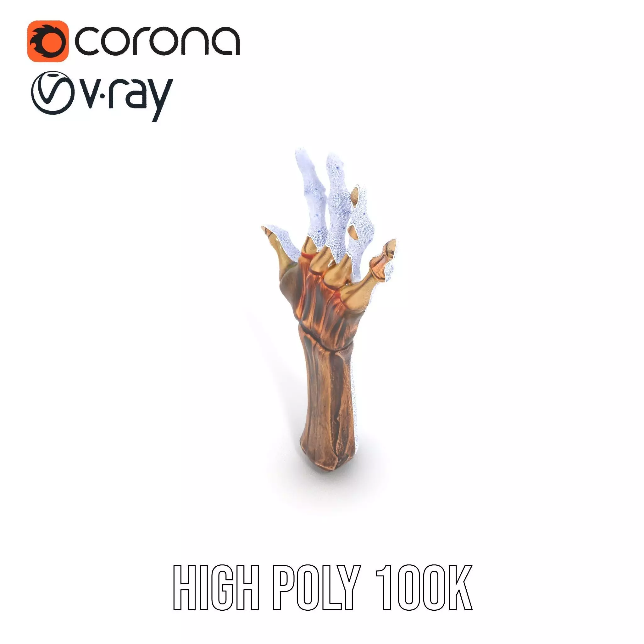 Zombie Hand model pack with detailed textures and bone structure Low-poly 3D model_31