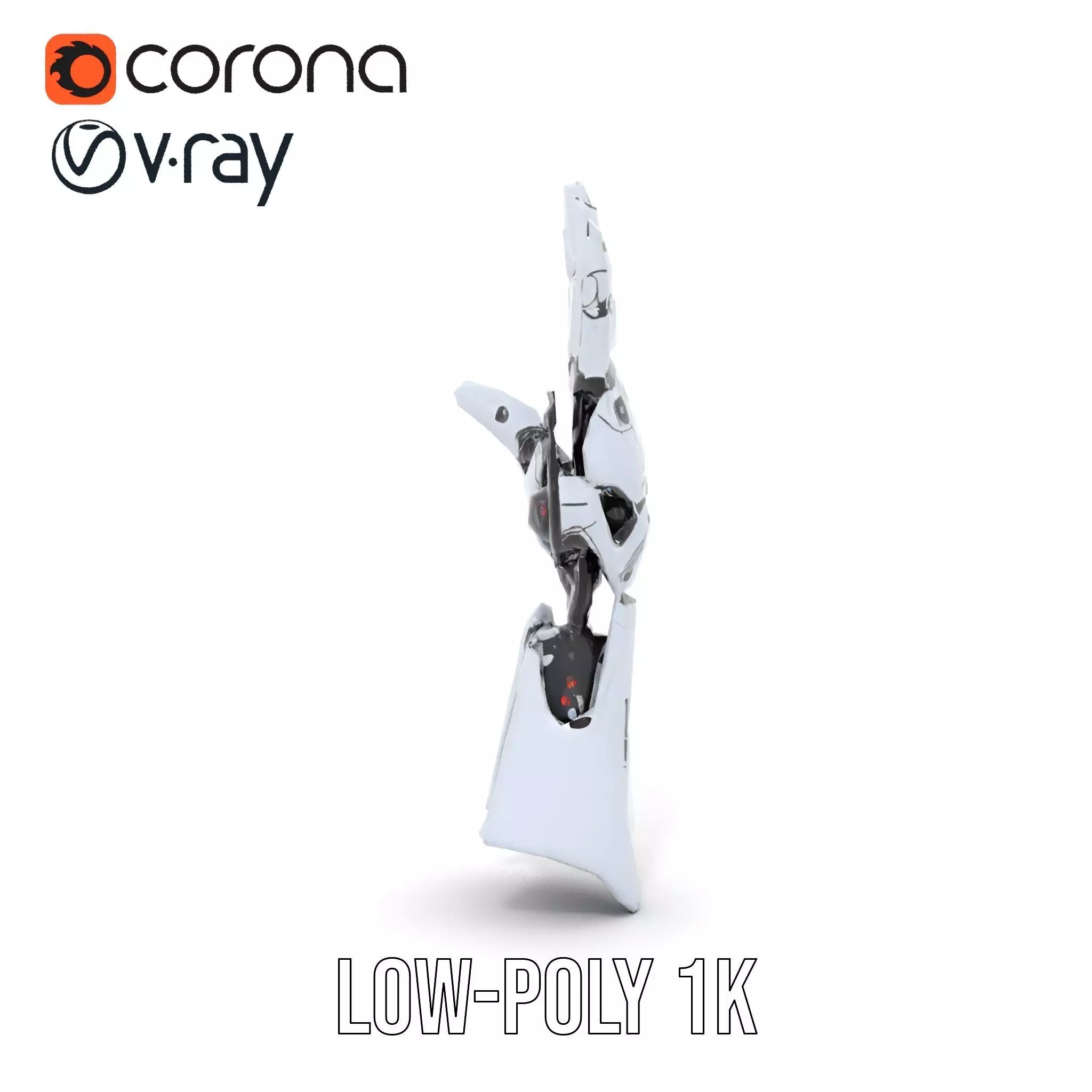 Advanced Robotic Hand Model Pack with Metallic Finish Low-poly 3D model_30