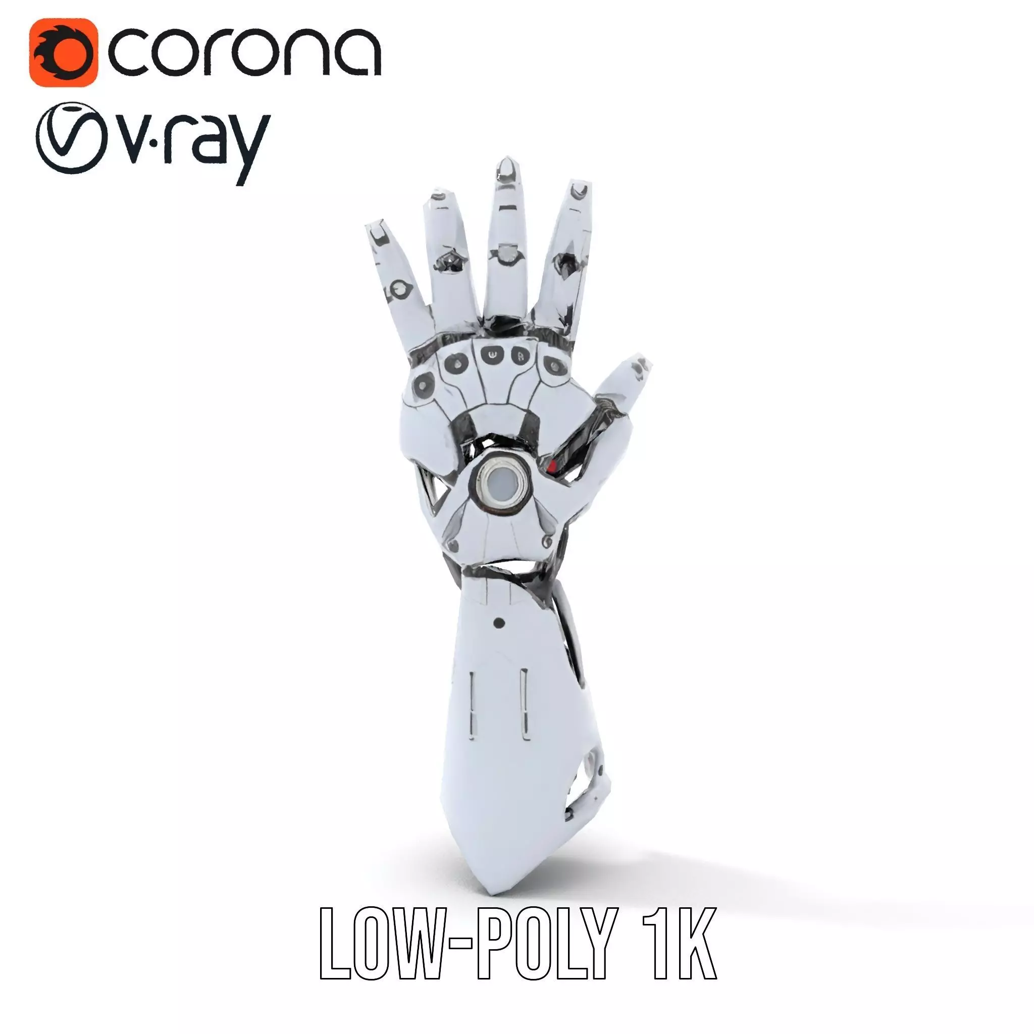 Advanced Robotic Hand Model Pack with Metallic Finish Low-poly 3D model_24