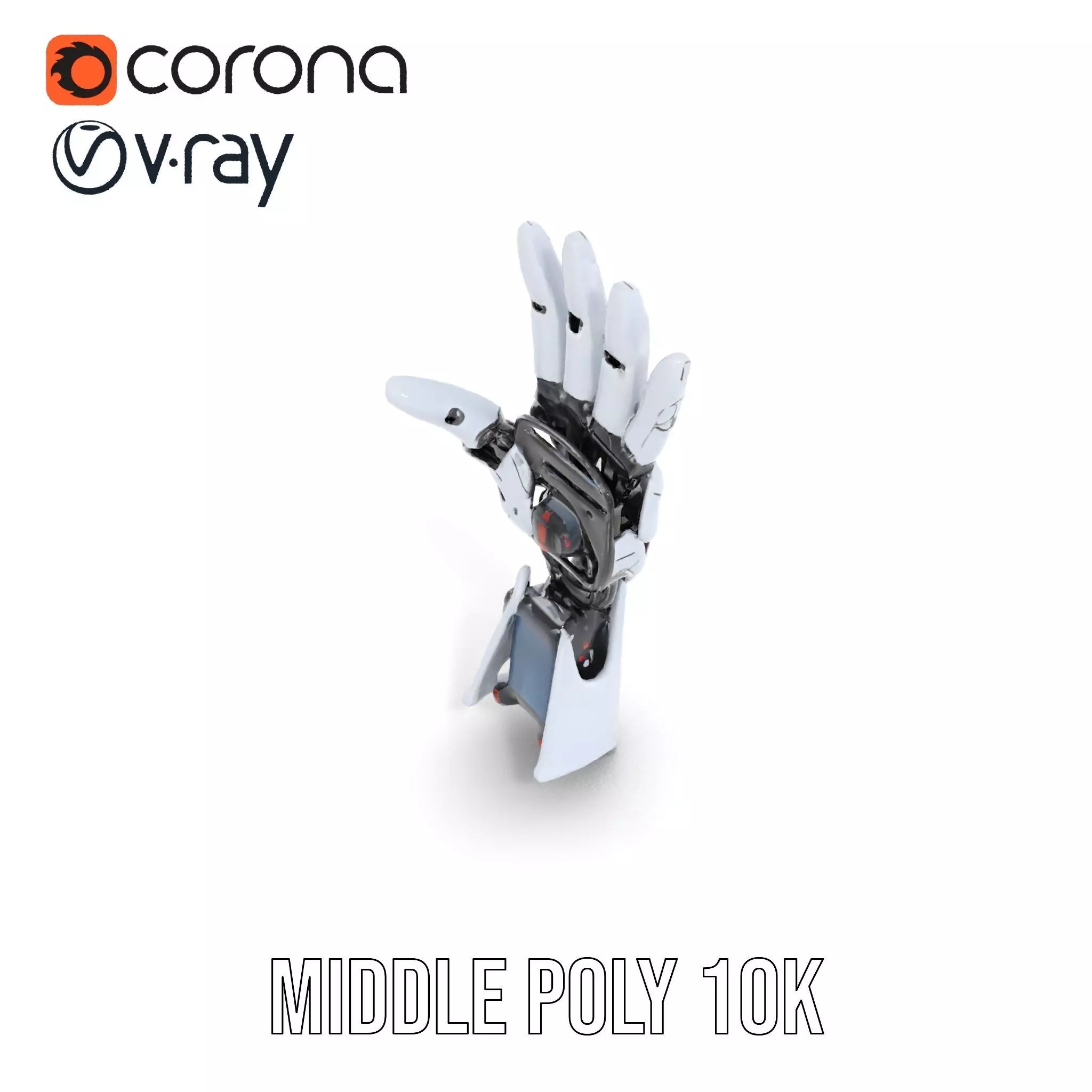Advanced Robotic Hand Model Pack with Metallic Finish Low-poly 3D model_5