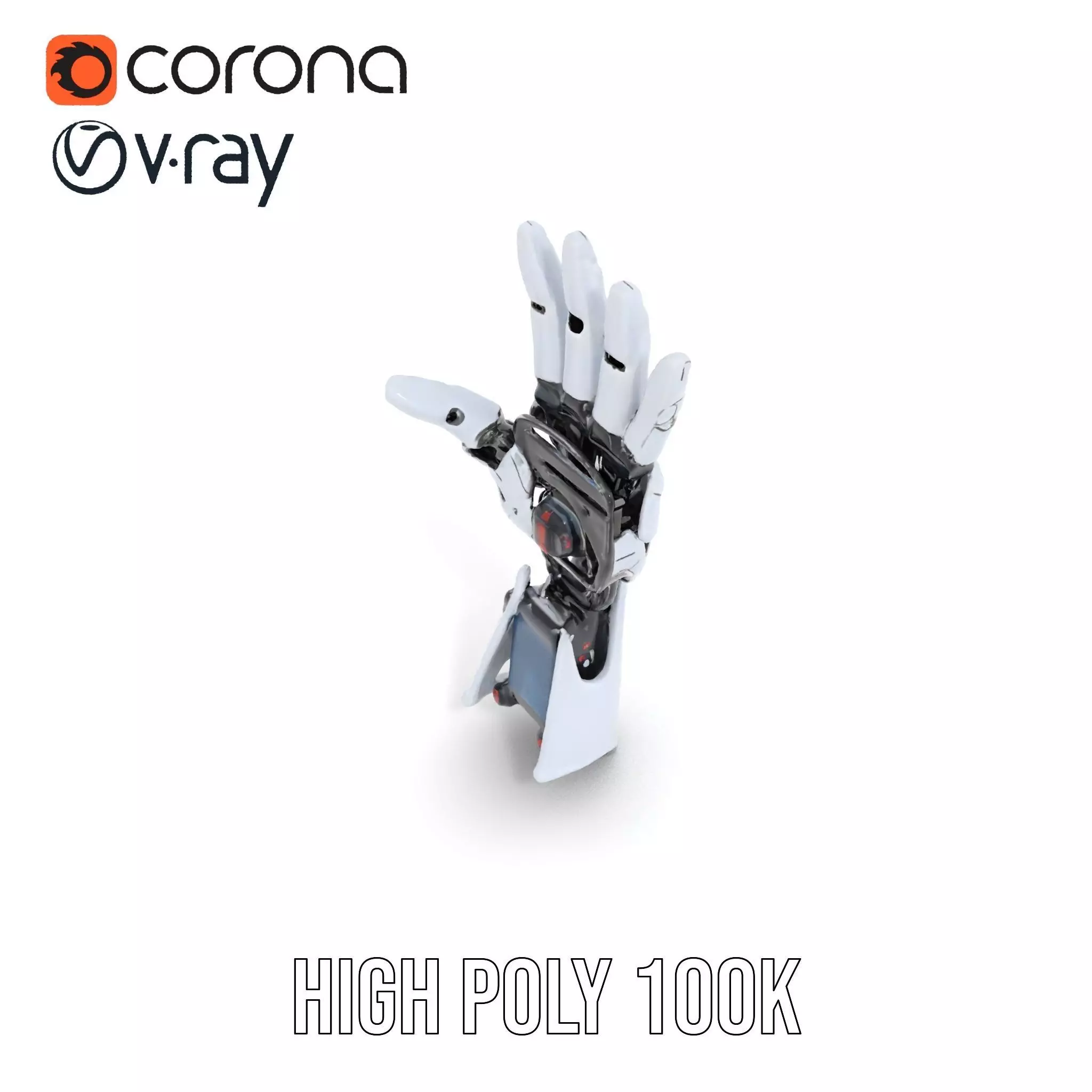 Advanced Robotic Hand Model Pack with Metallic Finish Low-poly 3D model_22