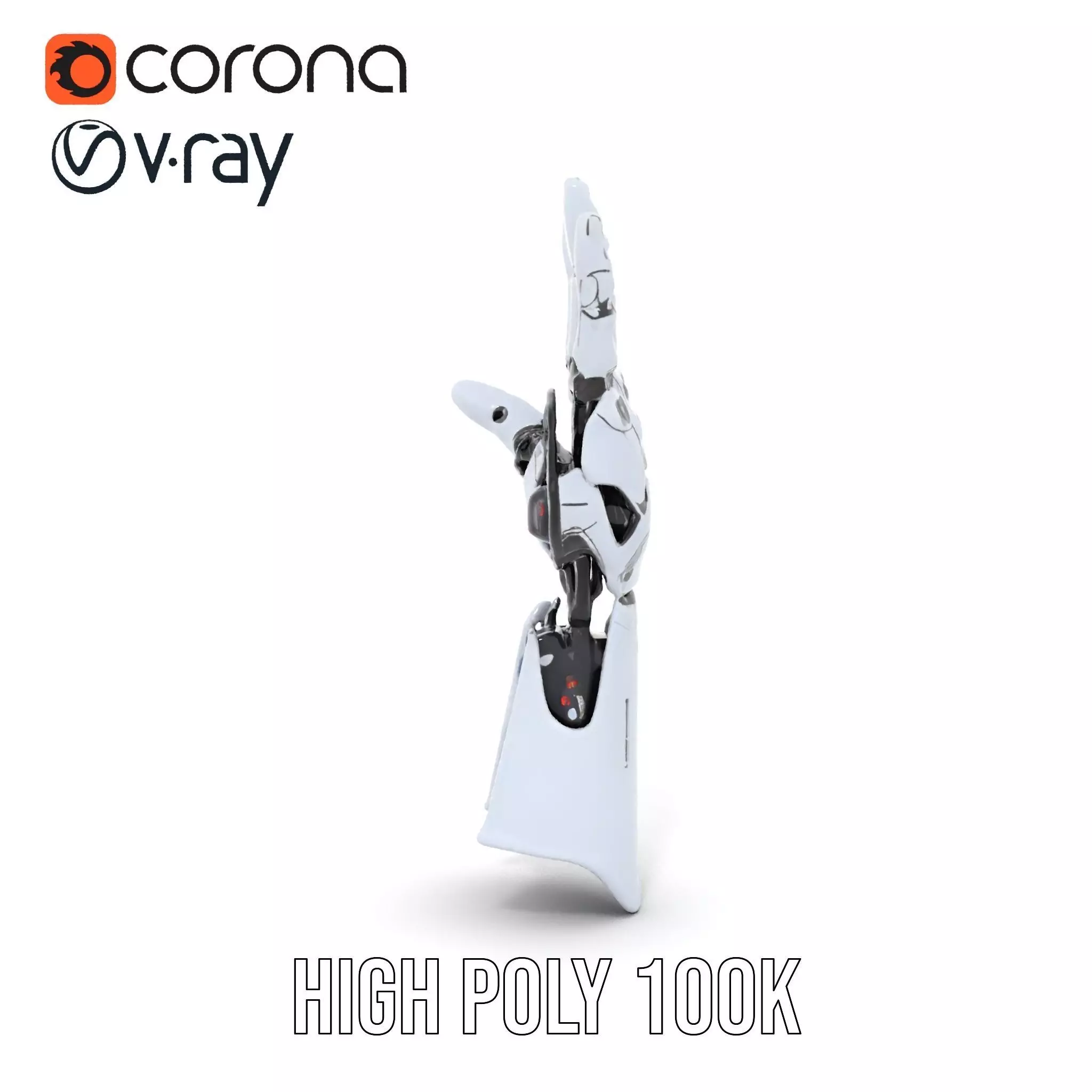 Advanced Robotic Hand Model Pack with Metallic Finish Low-poly 3D model_12