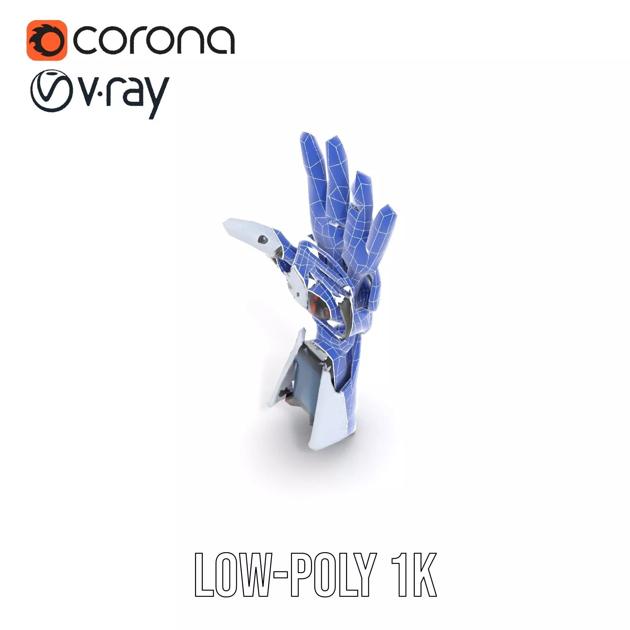 Advanced Robotic Hand Model Pack with Metallic Finish Low-poly 3D model_8