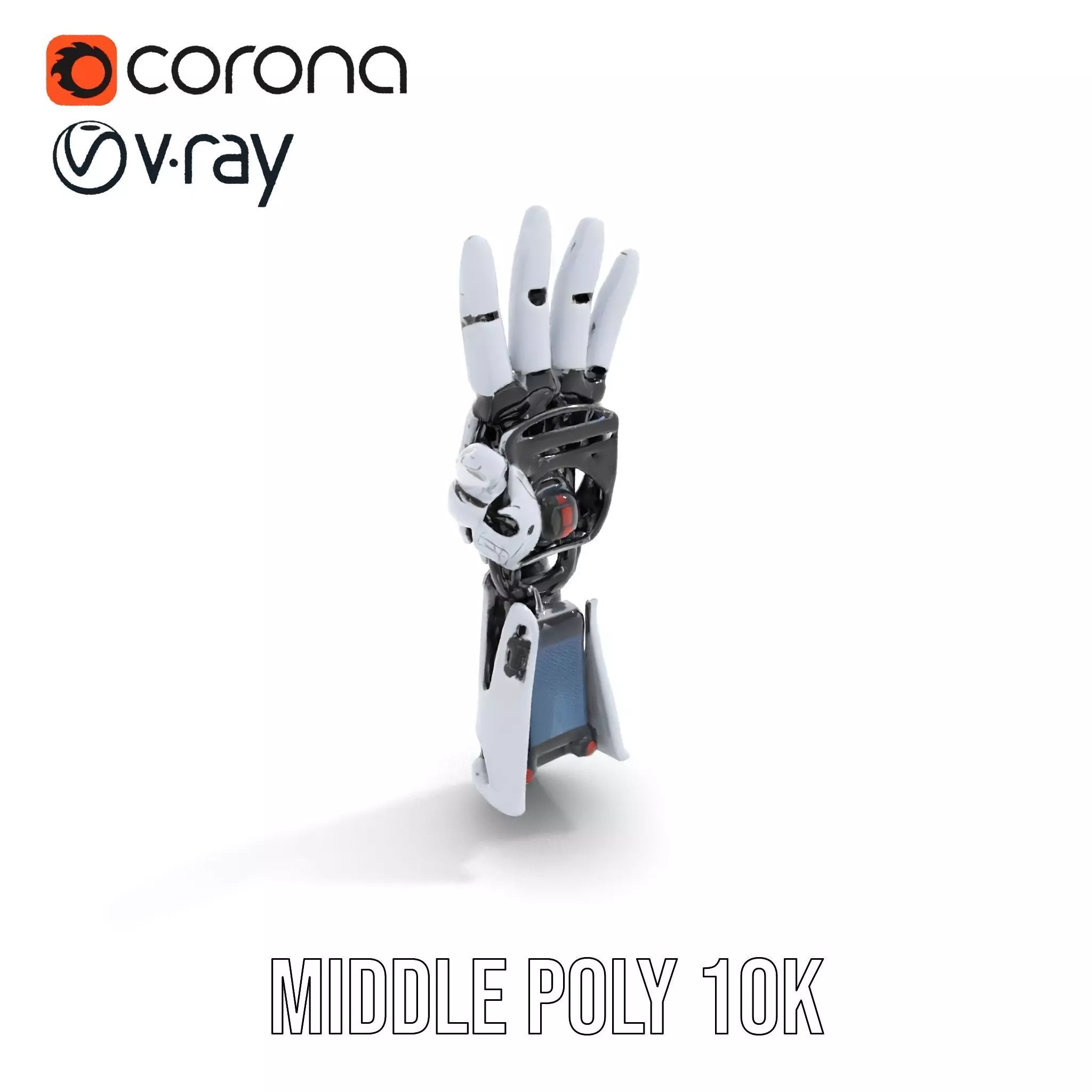 Advanced Robotic Hand Model Pack with Metallic Finish Low-poly 3D model_15