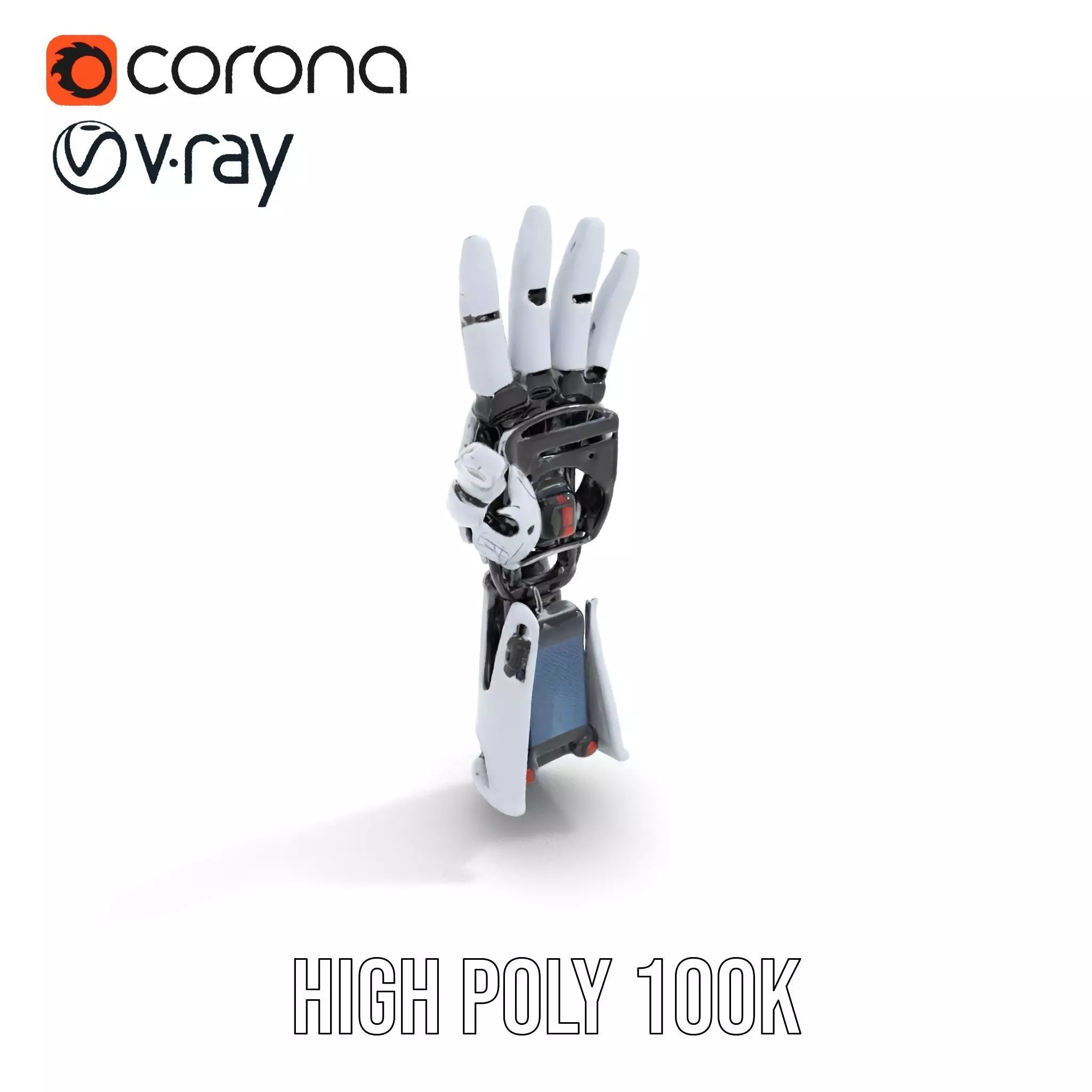 Advanced Robotic Hand Model Pack with Metallic Finish Low-poly 3D model_17