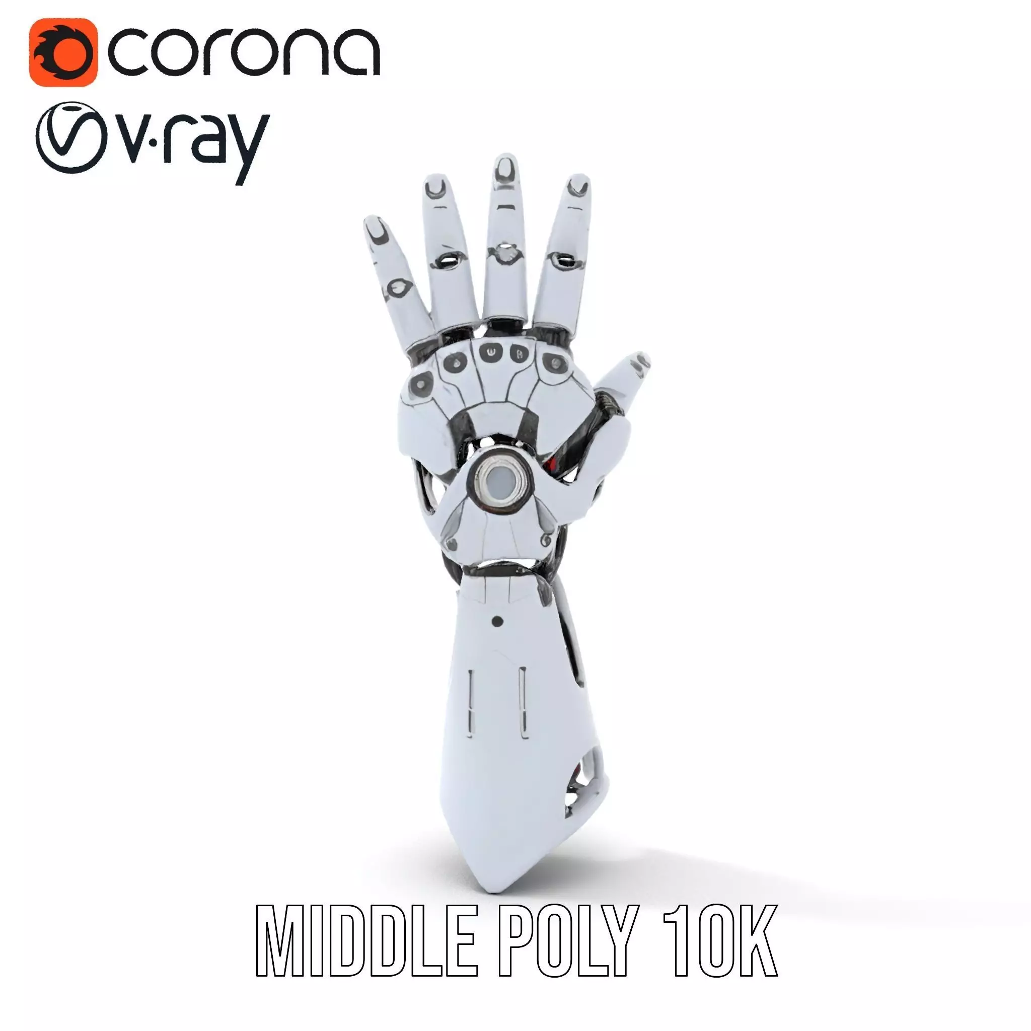 Advanced Robotic Hand Model Pack with Metallic Finish Low-poly 3D model_10