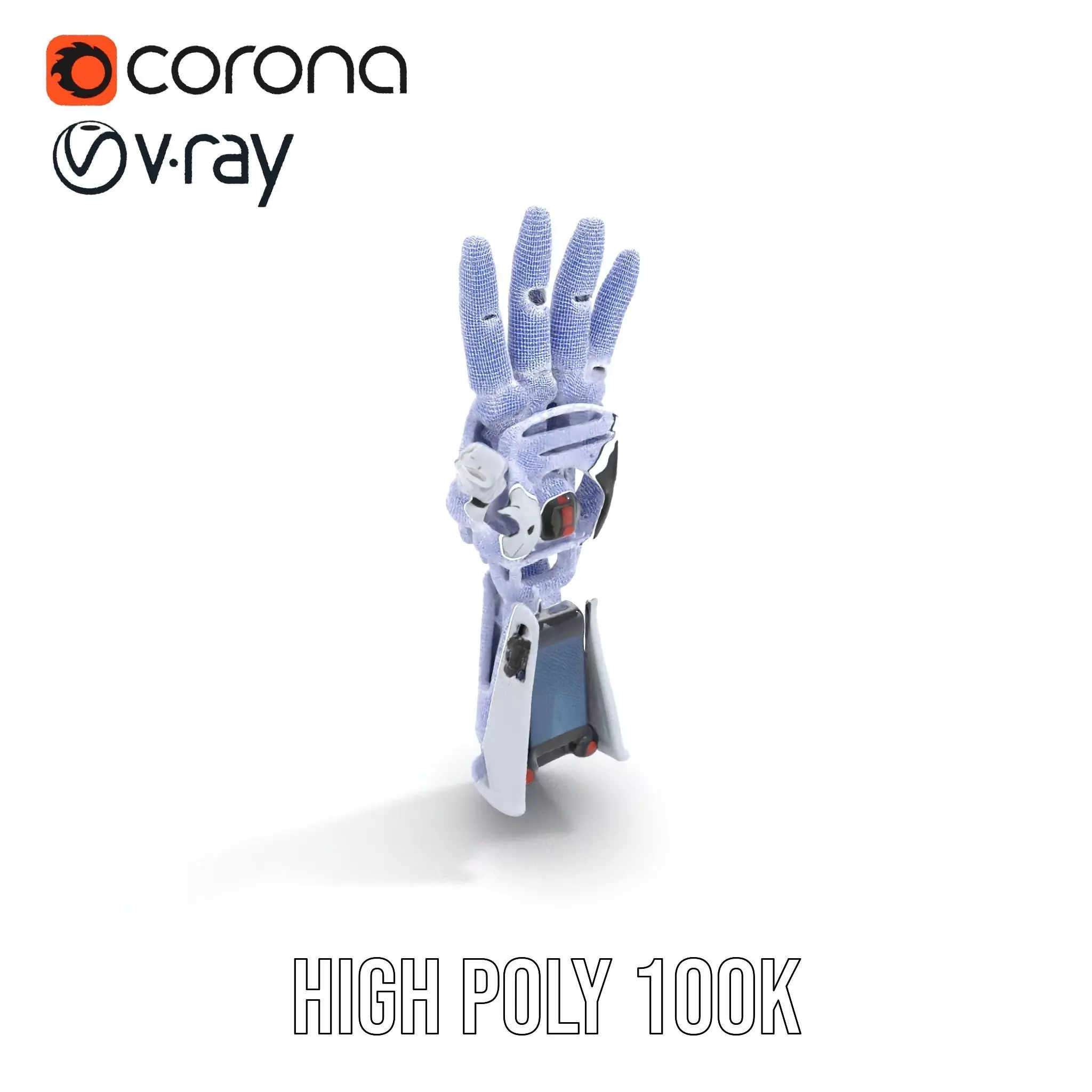 Advanced Robotic Hand Model Pack with Metallic Finish Low-poly 3D model_25