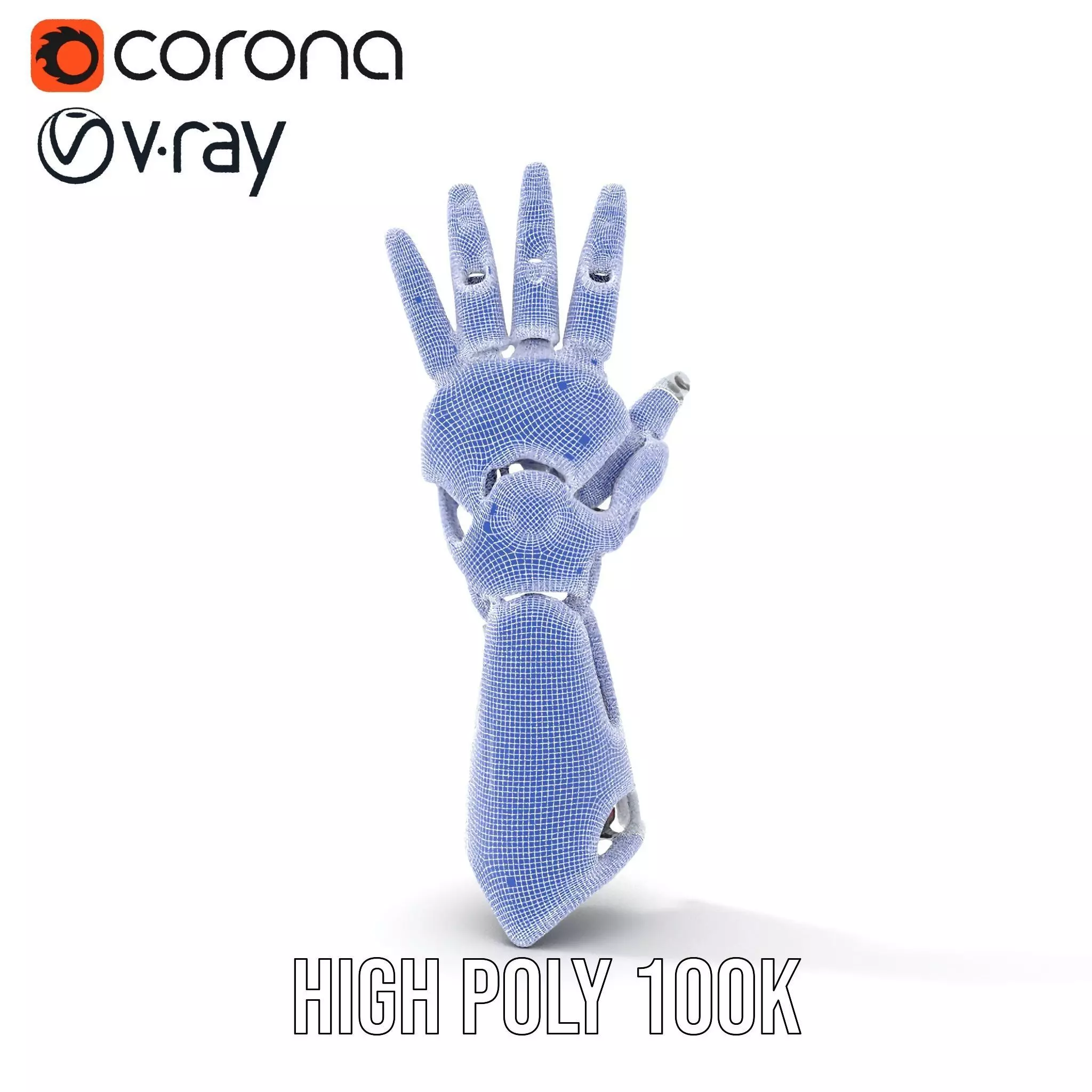 Advanced Robotic Hand Model Pack with Metallic Finish Low-poly 3D model_31