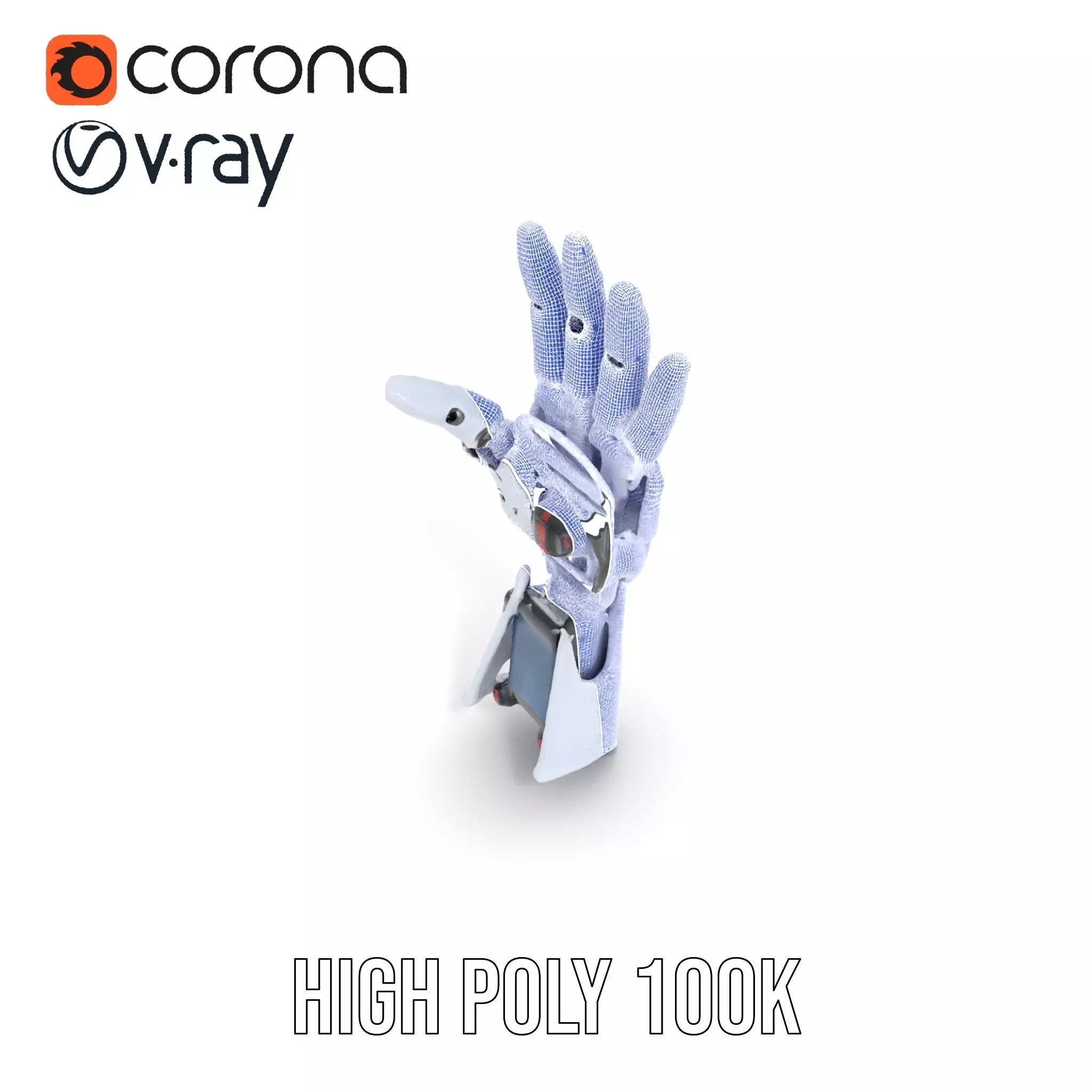 Advanced Robotic Hand Model Pack with Metallic Finish Low-poly 3D model_32