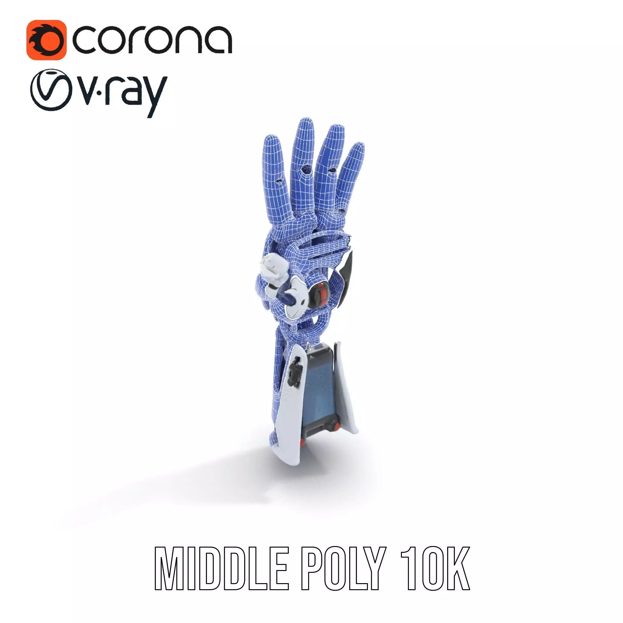 Advanced Robotic Hand Model Pack with Metallic Finish Low-poly 3D model_13