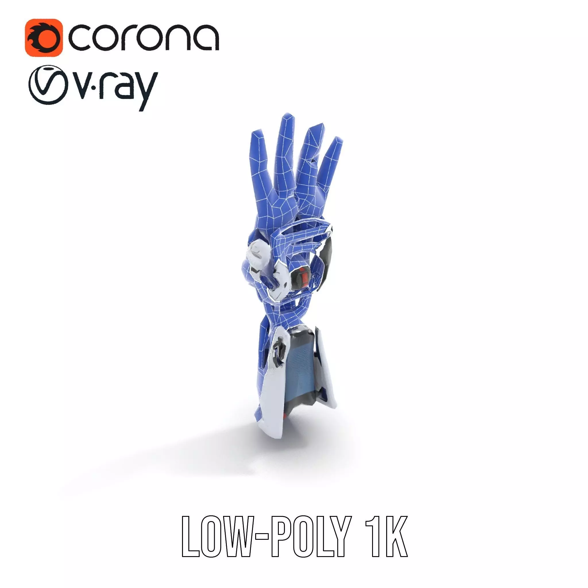 Advanced Robotic Hand Model Pack with Metallic Finish Low-poly 3D model_21