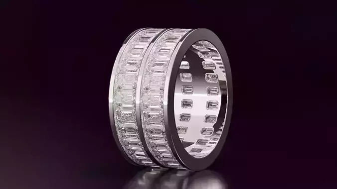 2Line Channel Set Emerald Eternity Ring 745CT EU54 3D print model