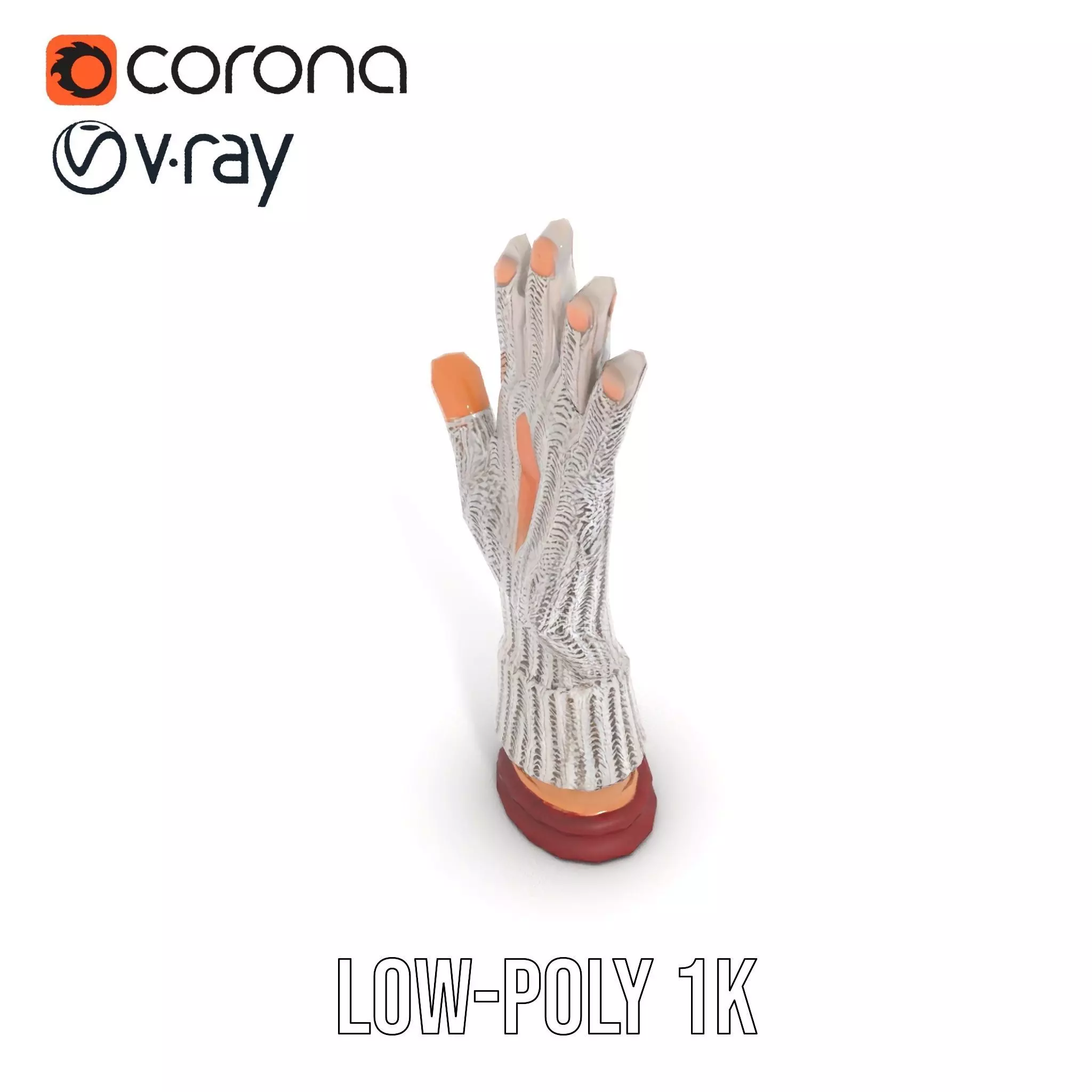 Knitted Glove with Arm Model Pack Low-poly 3D model_30