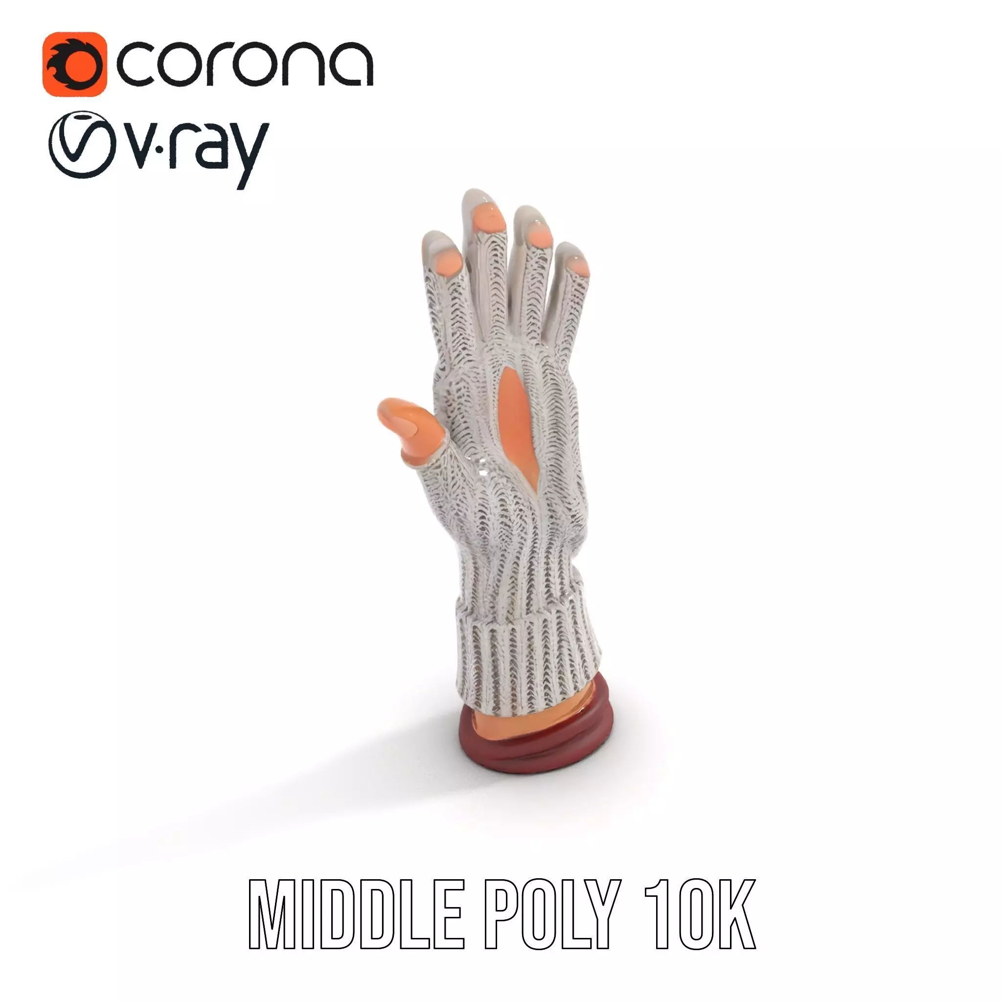 Knitted Glove with Arm Model Pack Low-poly 3D model_5