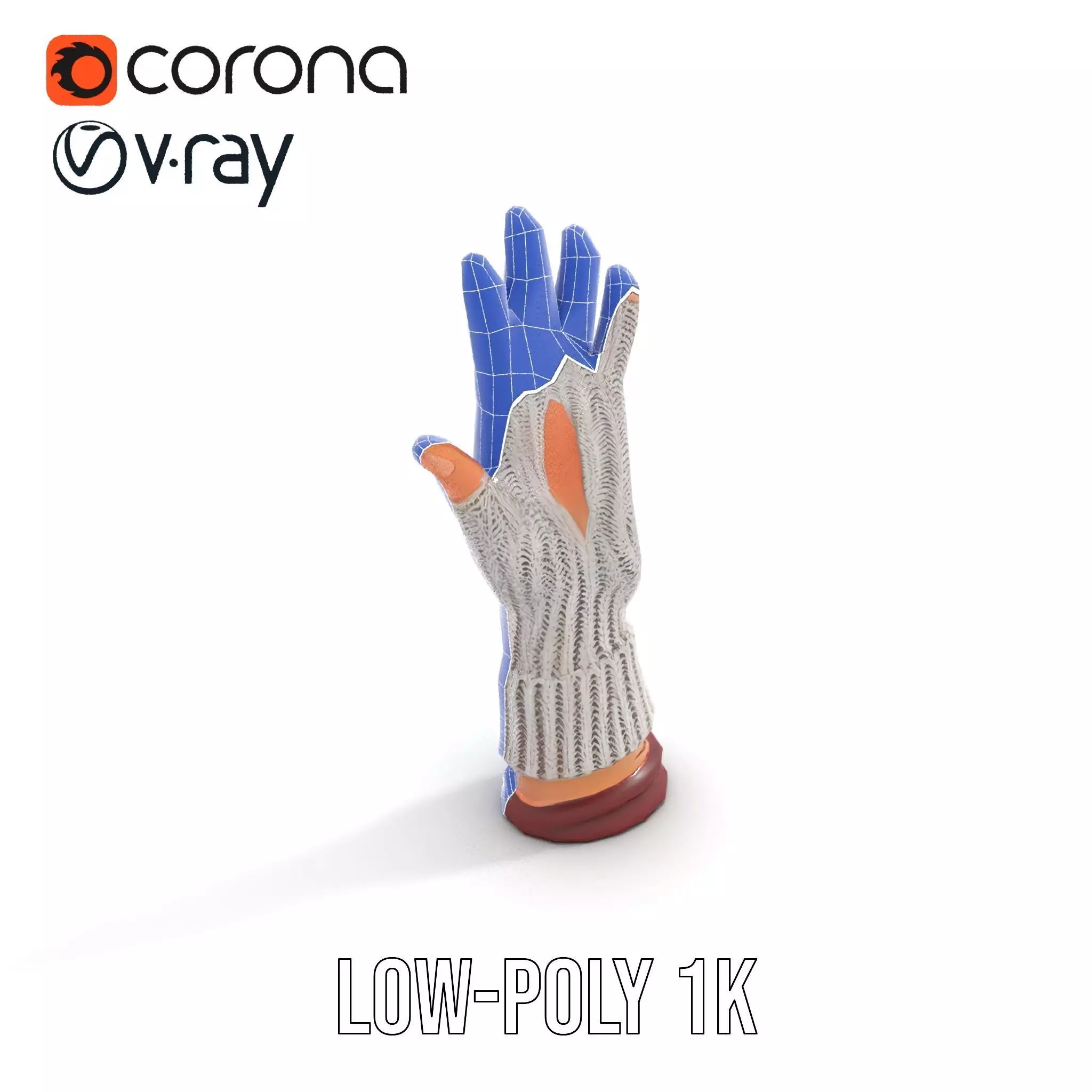 Knitted Glove with Arm Model Pack Low-poly 3D model_24
