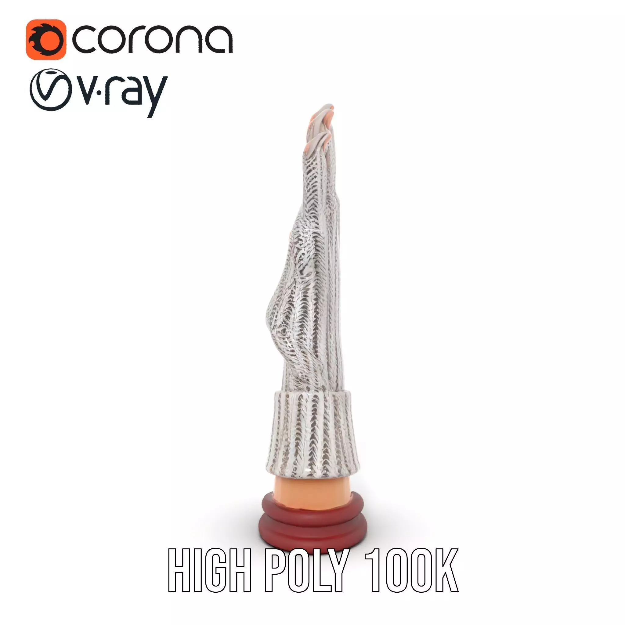 Knitted Glove with Arm Model Pack Low-poly 3D model_14