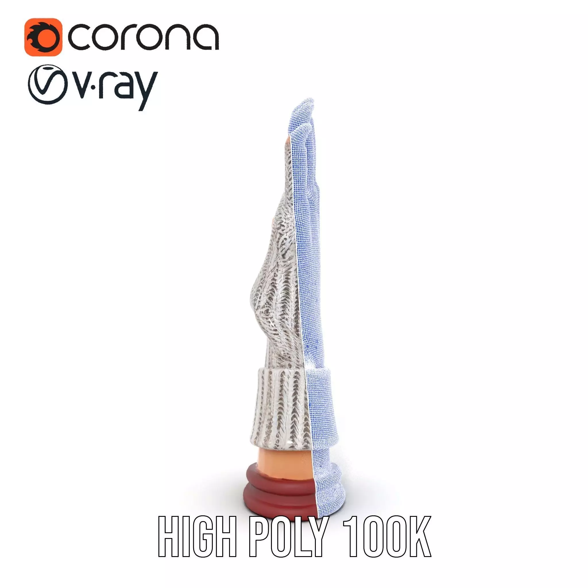 Knitted Glove with Arm Model Pack Low-poly 3D model_22