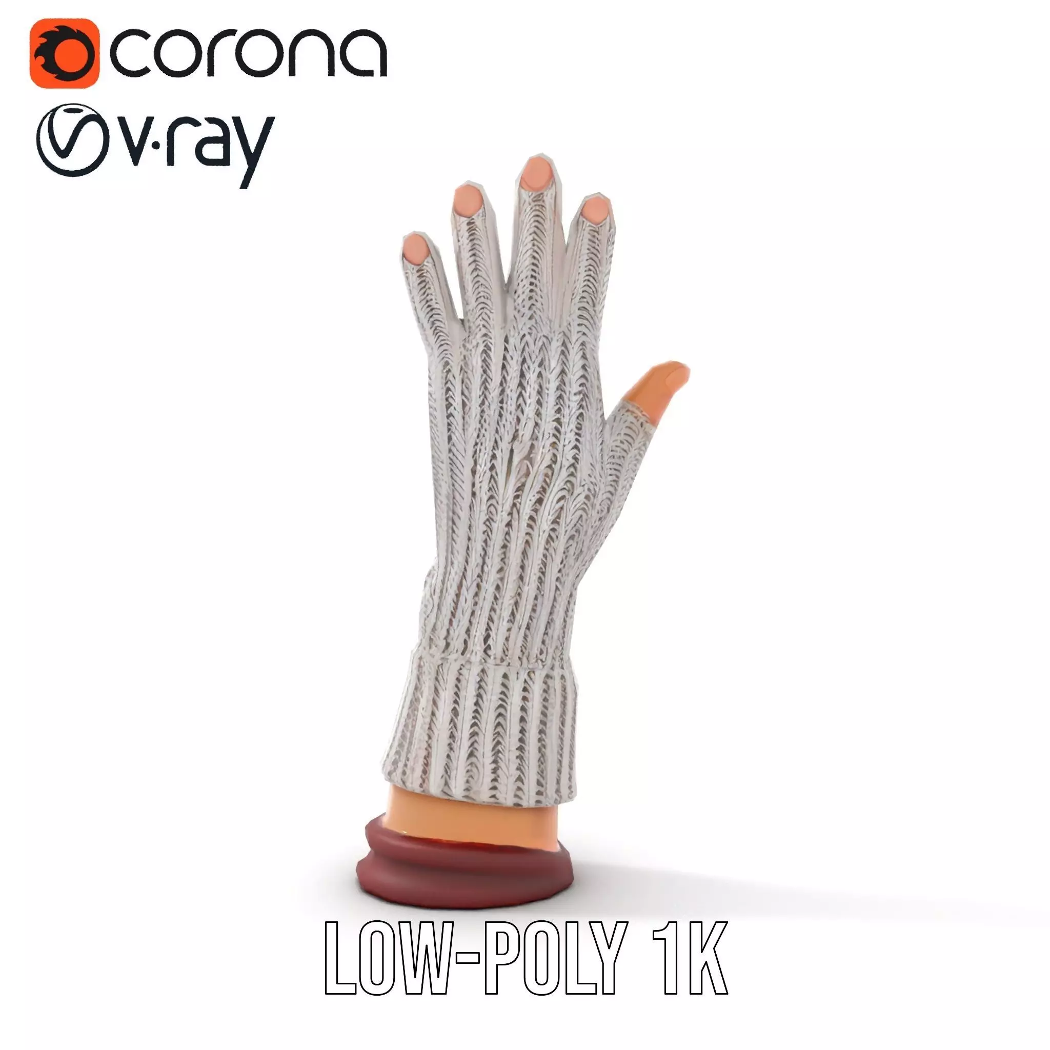 Knitted Glove with Arm Model Pack Low-poly 3D model_8