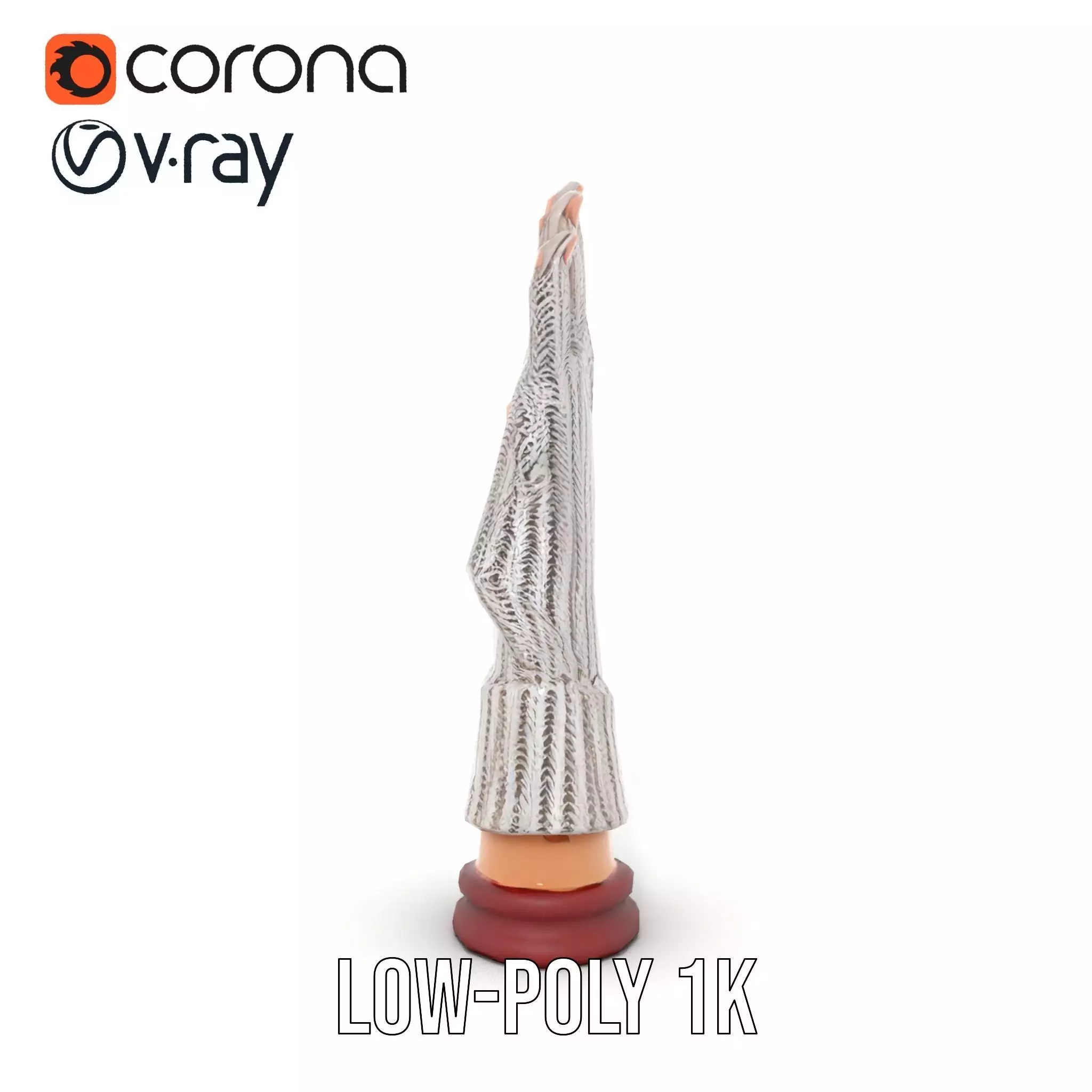 Knitted Glove with Arm Model Pack Low-poly 3D model_7