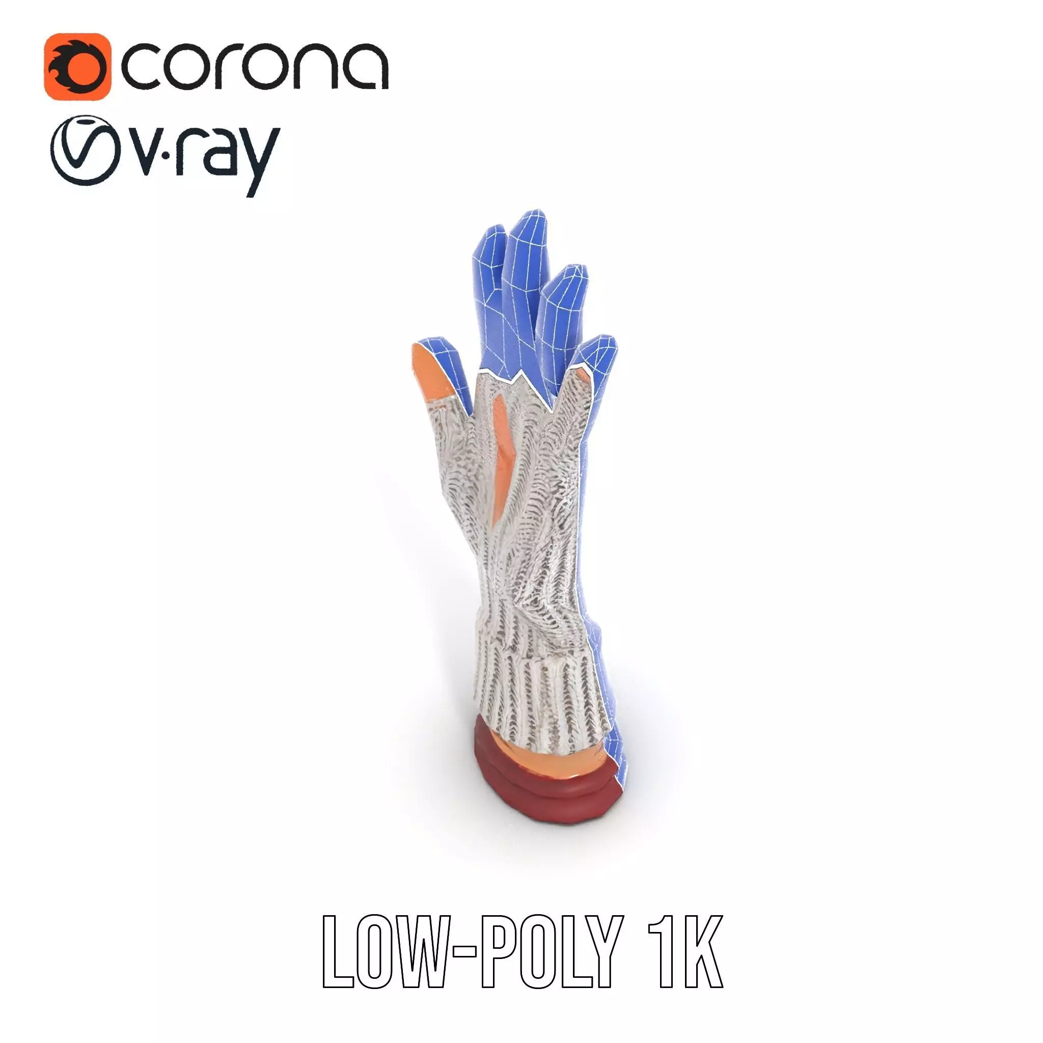 Knitted Glove with Arm Model Pack Low-poly 3D model_10