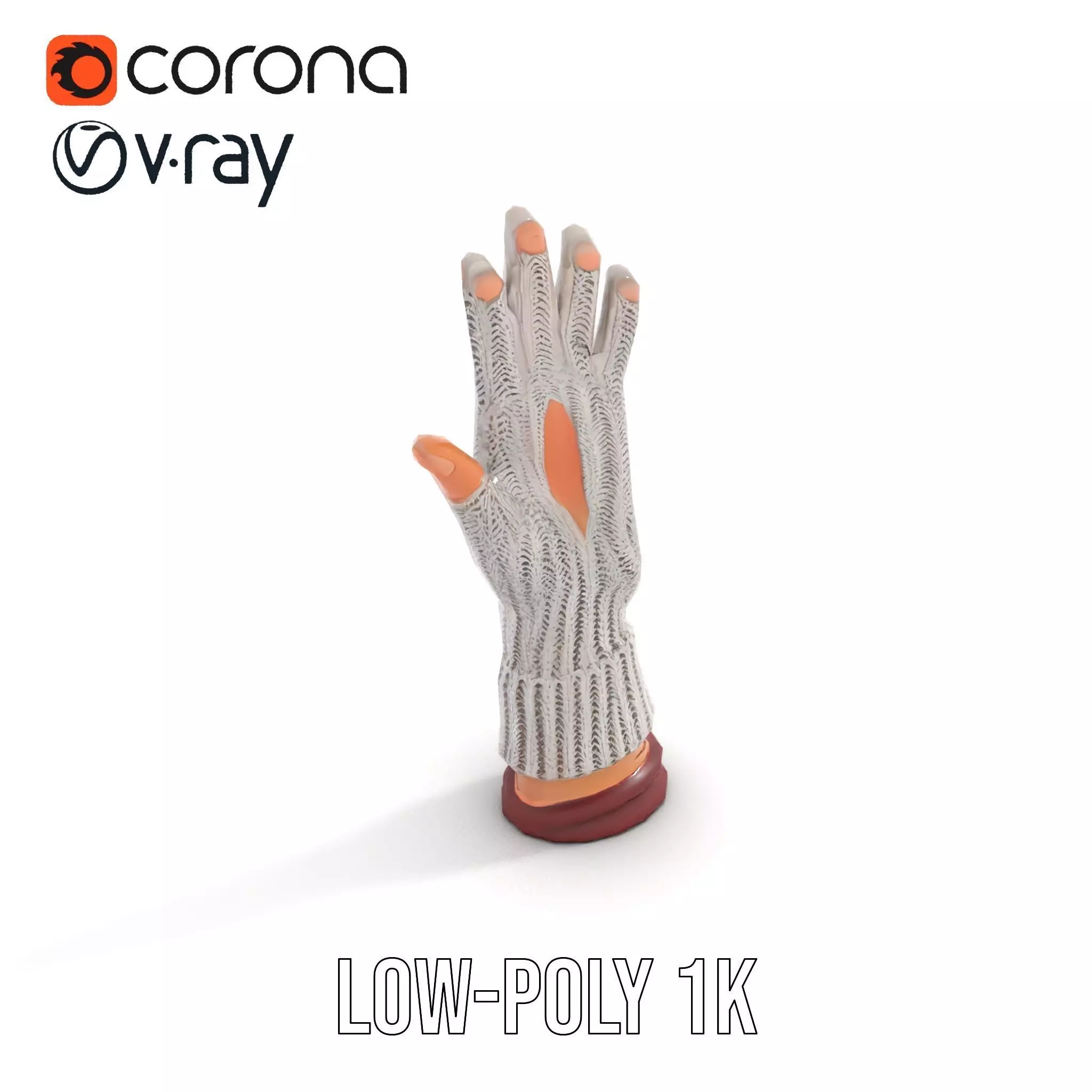 Knitted Glove with Arm Model Pack Low-poly 3D model_21