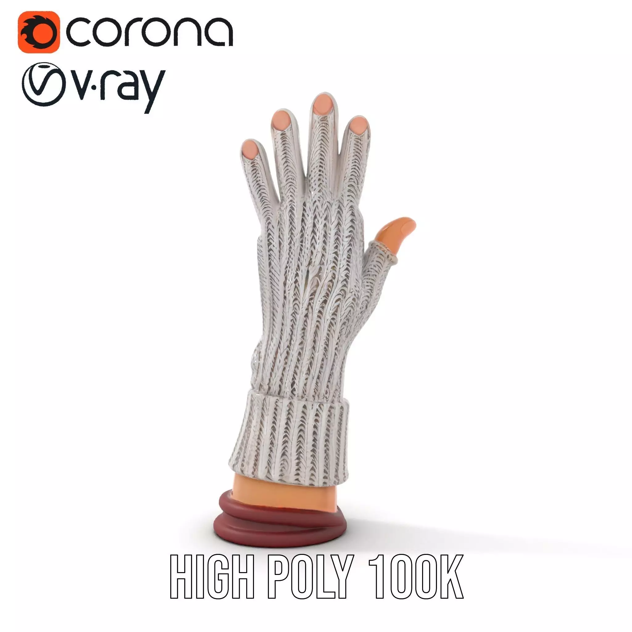 Knitted Glove with Arm Model Pack Low-poly 3D model_17