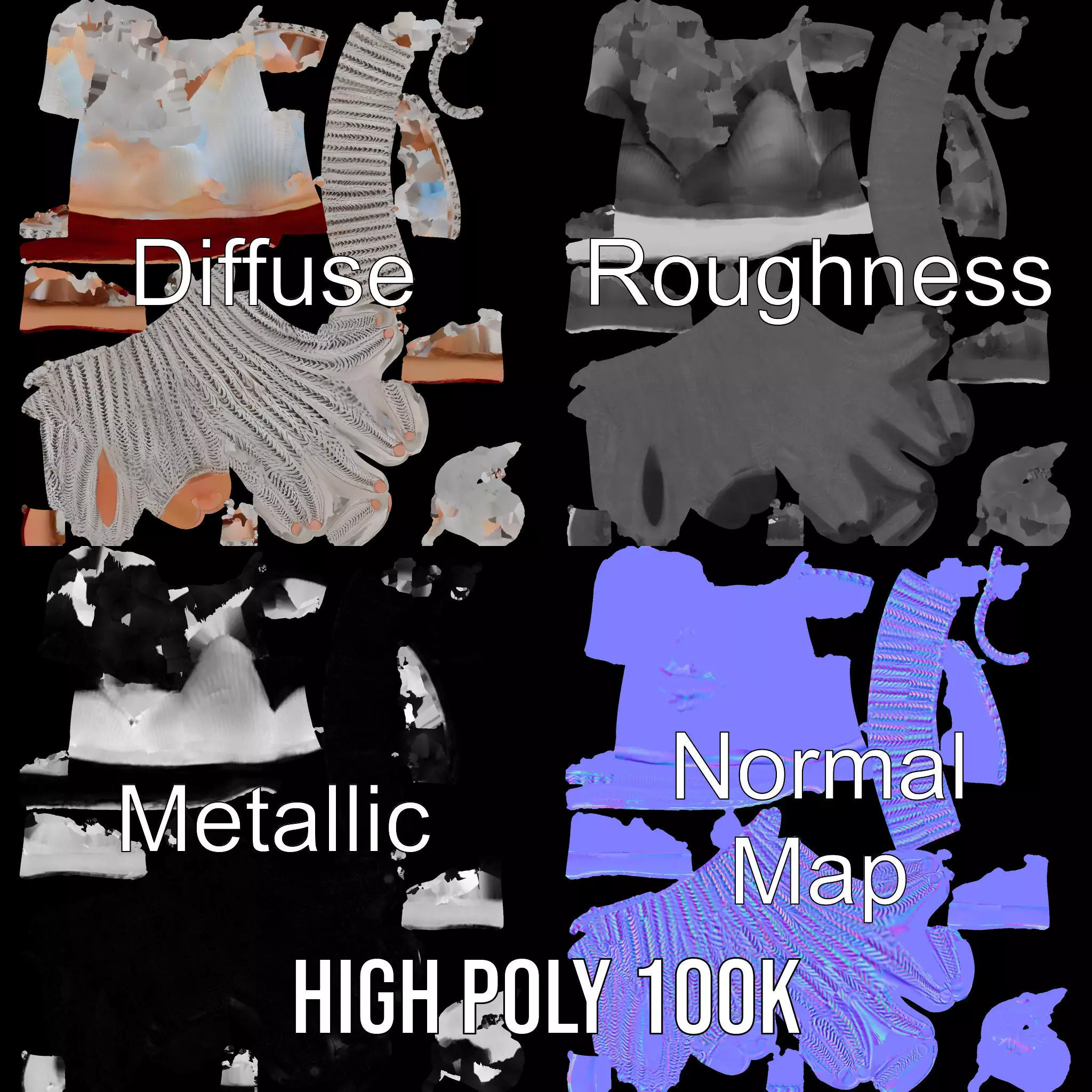 Knitted Glove with Arm Model Pack Low-poly 3D model_3