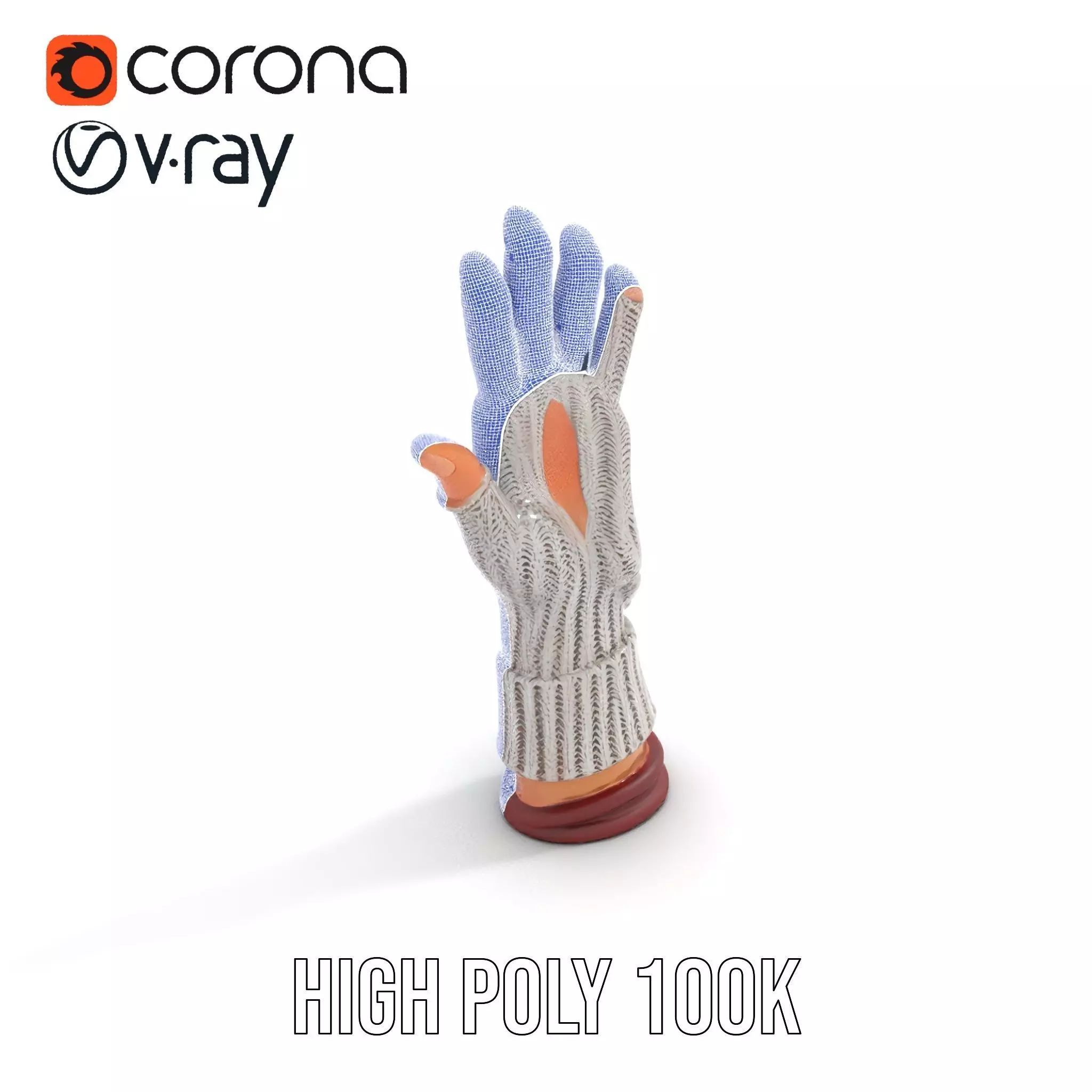 Knitted Glove with Arm Model Pack Low-poly 3D model_31