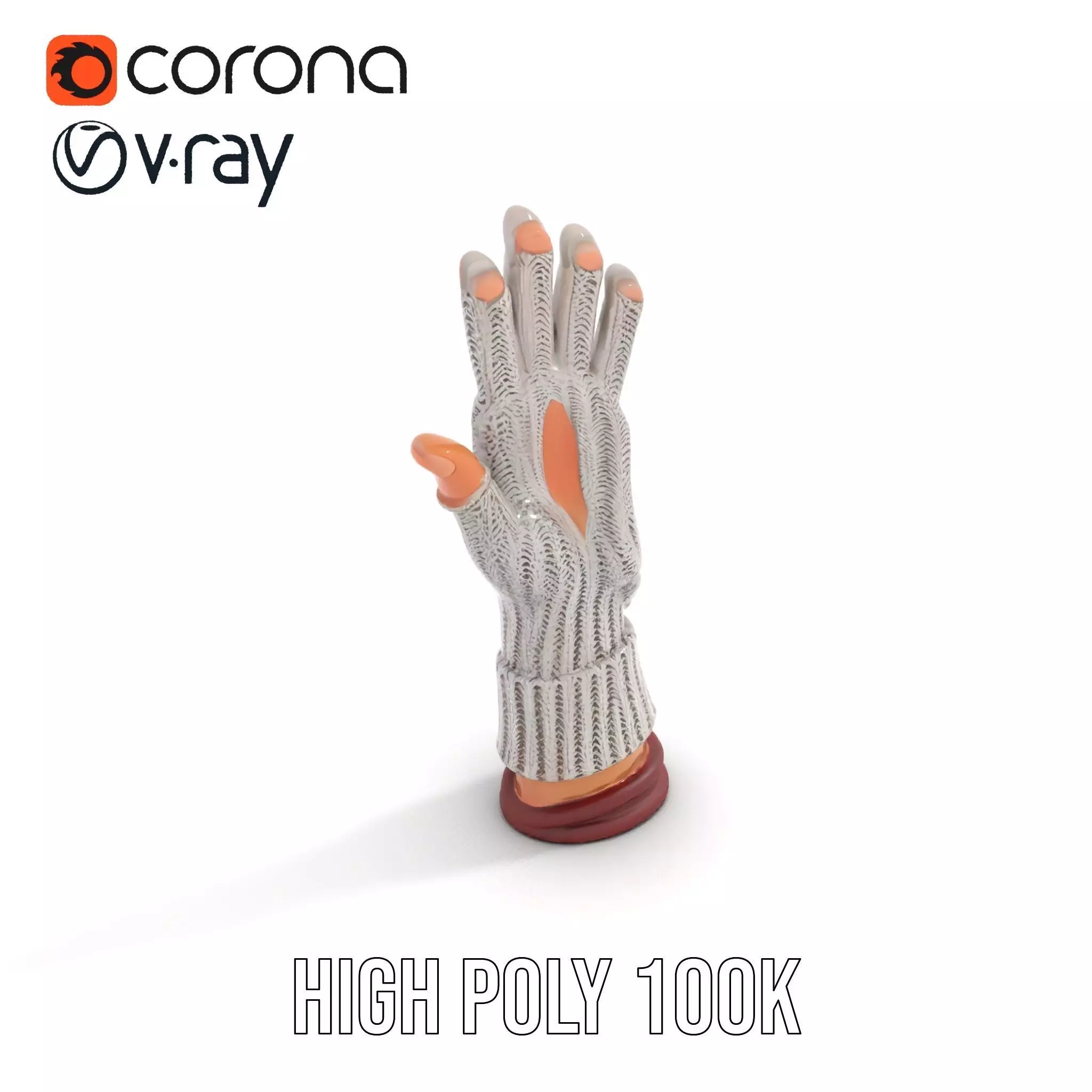 Knitted Glove with Arm Model Pack Low-poly 3D model_11