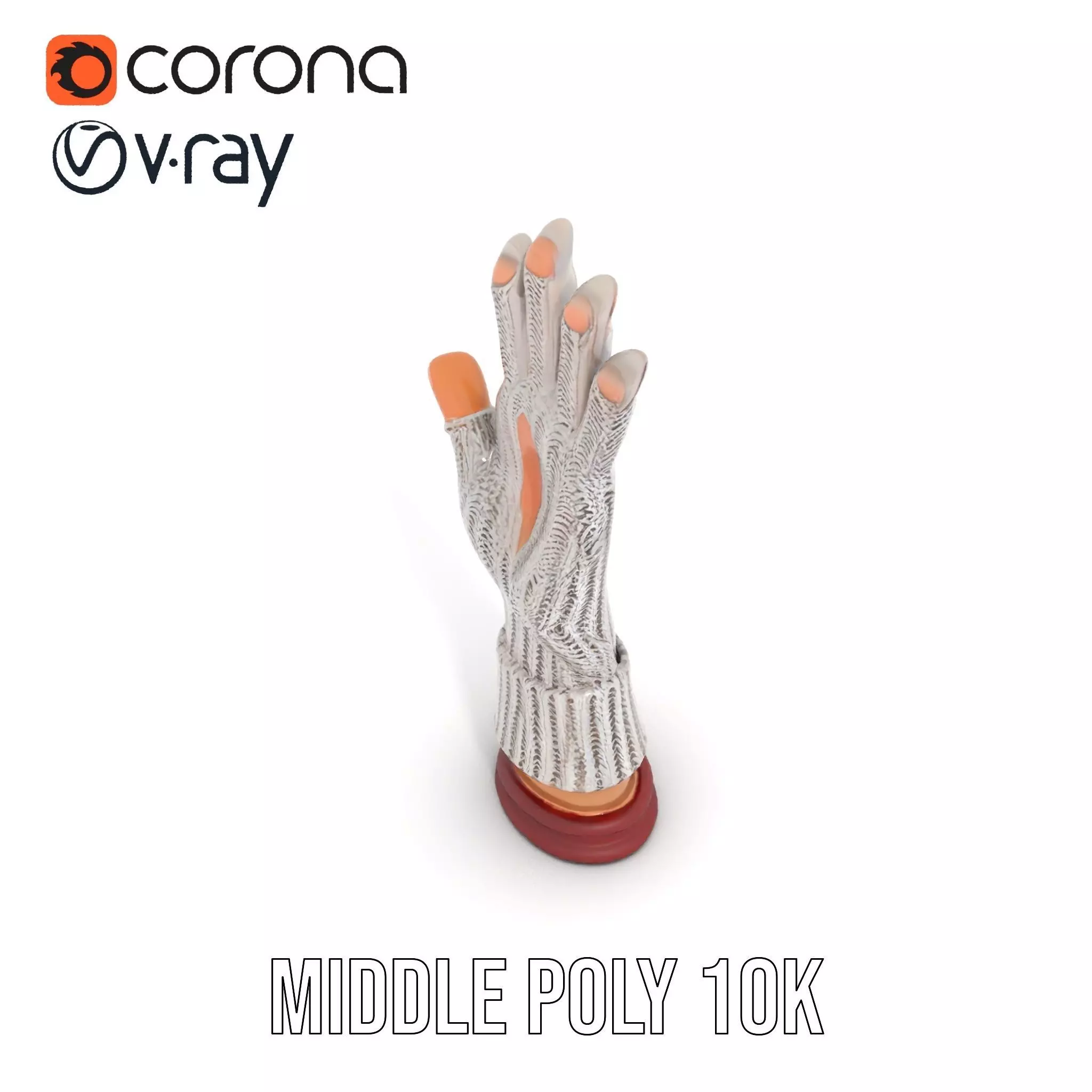 Knitted Glove with Arm Model Pack Low-poly 3D model_9