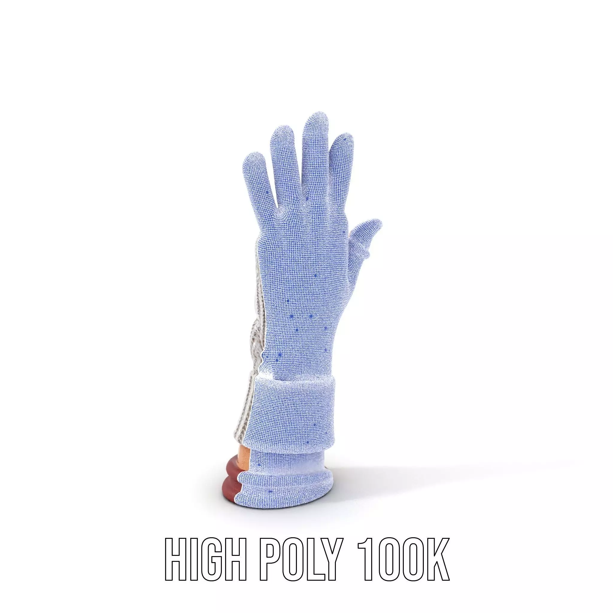 Knitted Glove with Arm Model Pack Low-poly 3D model_4