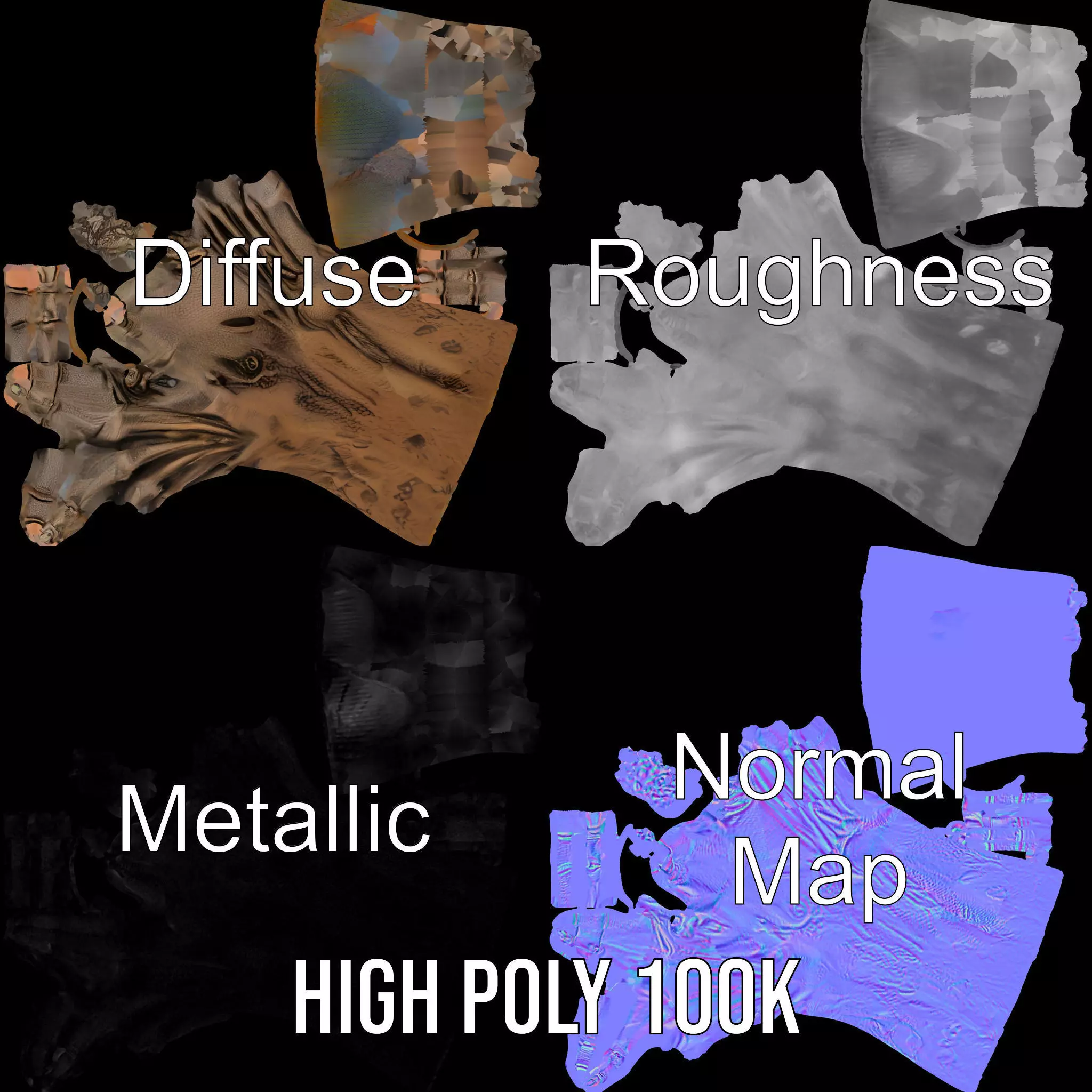 Zombie Hand model pack with detailed textures Low-poly 3D model_3