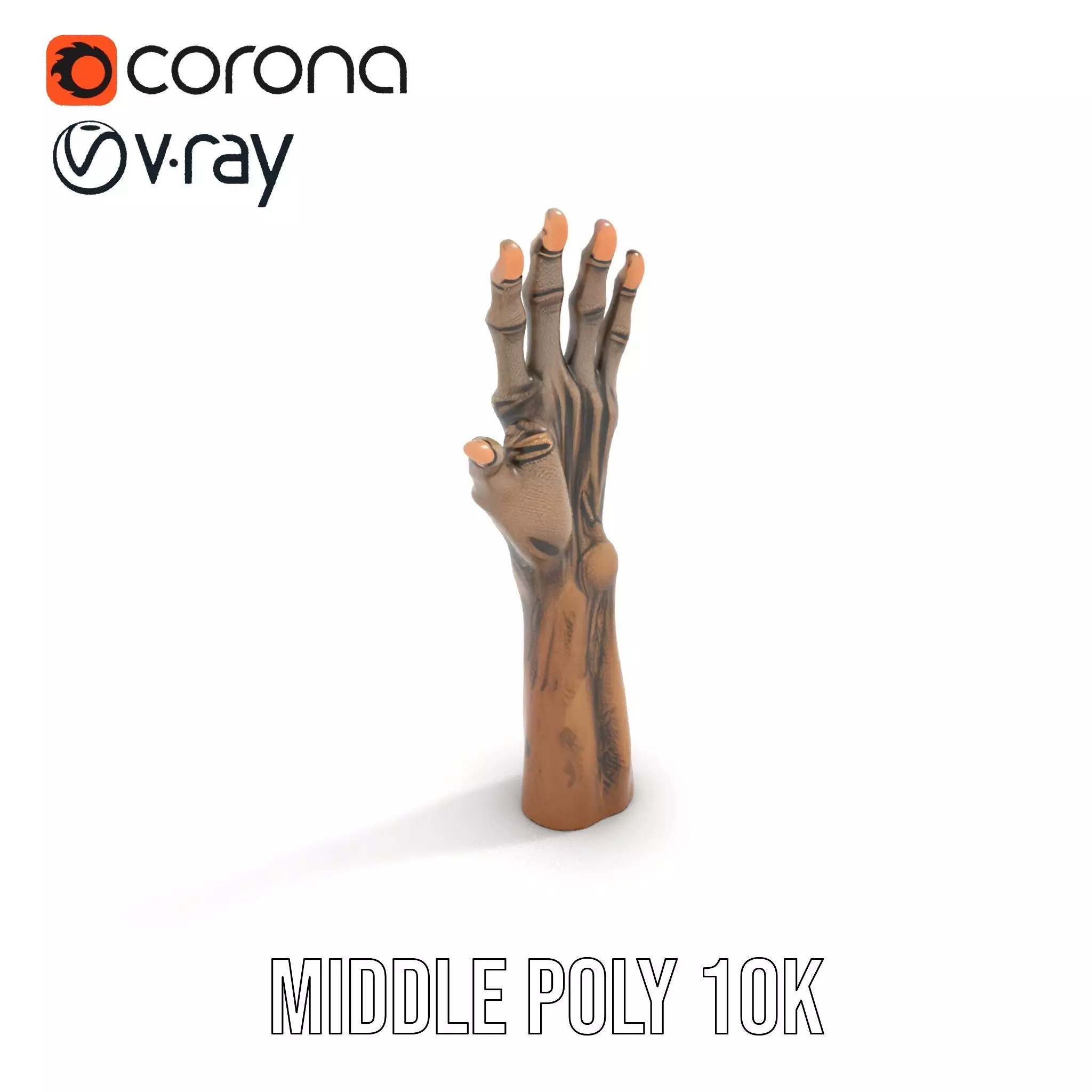 Zombie Hand model pack with detailed textures Low-poly 3D model_6