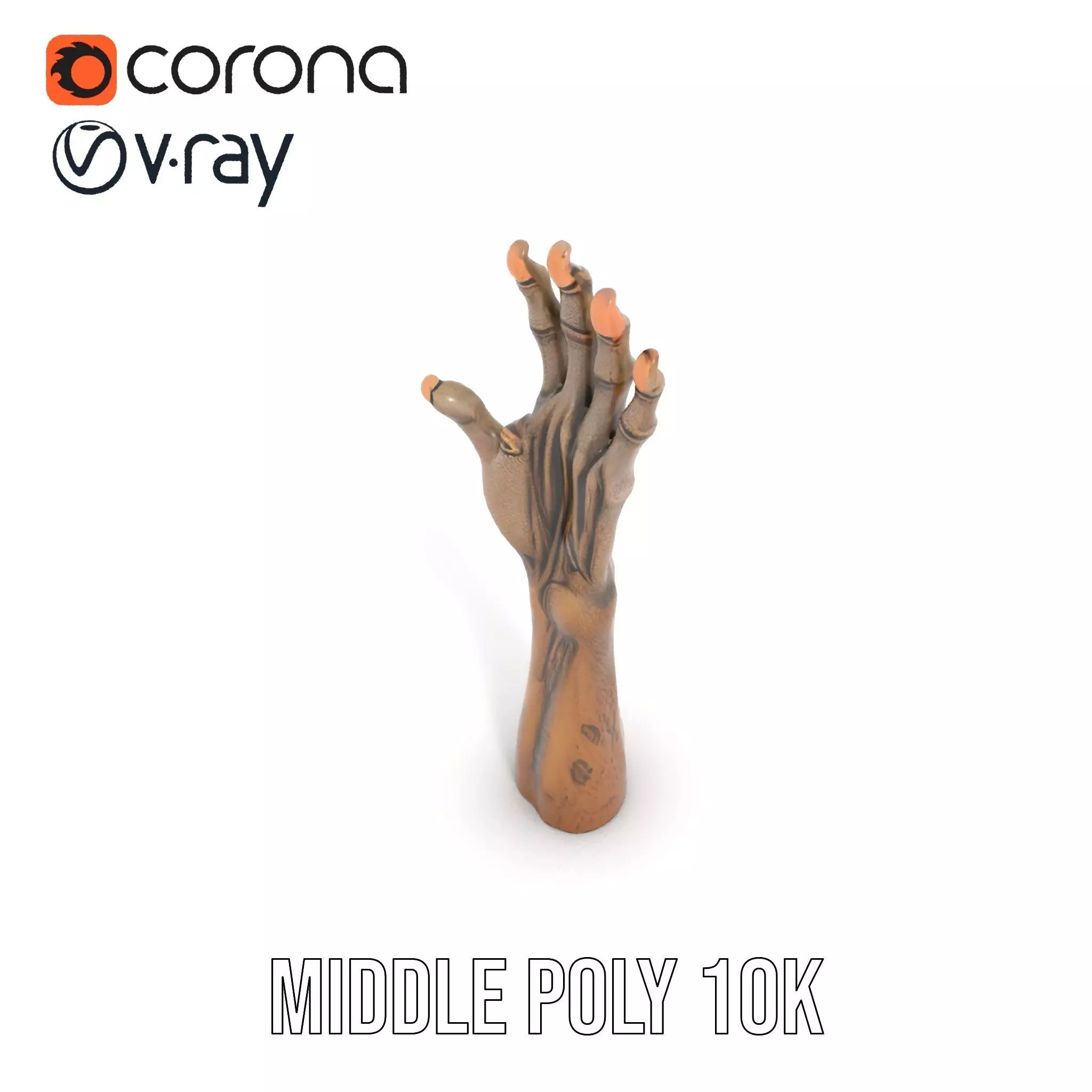 Zombie Hand model pack with detailed textures Low-poly 3D model_9