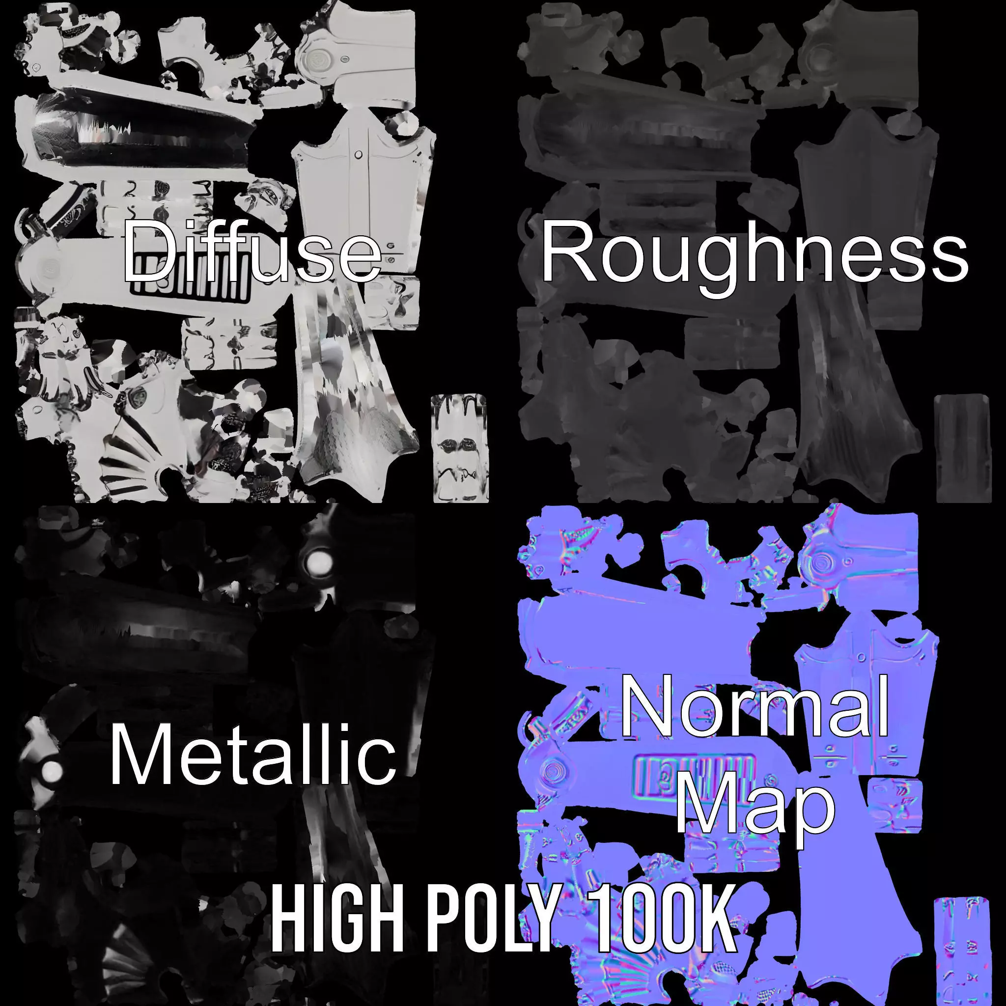 Futuristic Robotic Arm Model Pack Low-poly 3D model_3