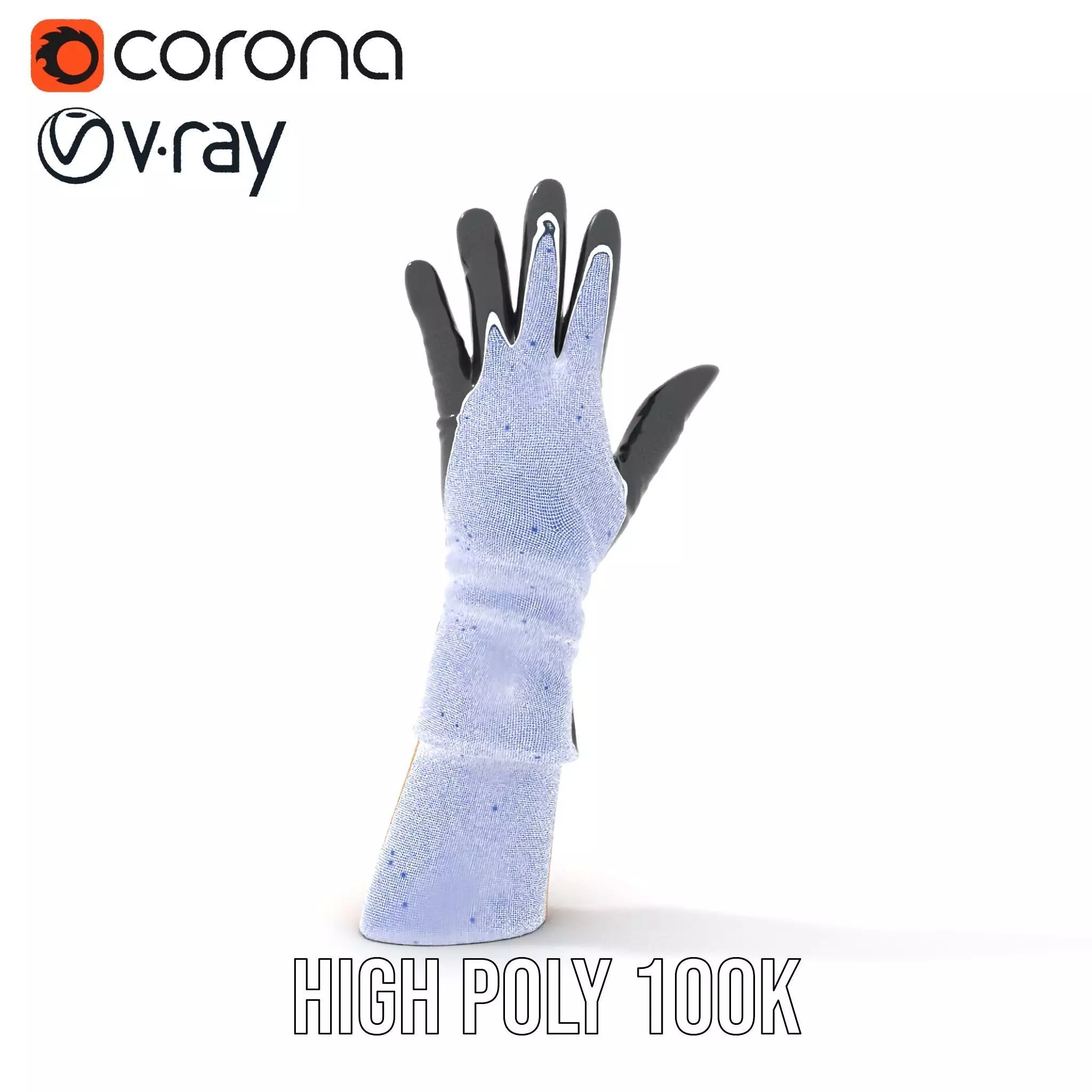 Black Leather Glove Model Pack Low-poly 3D model_19