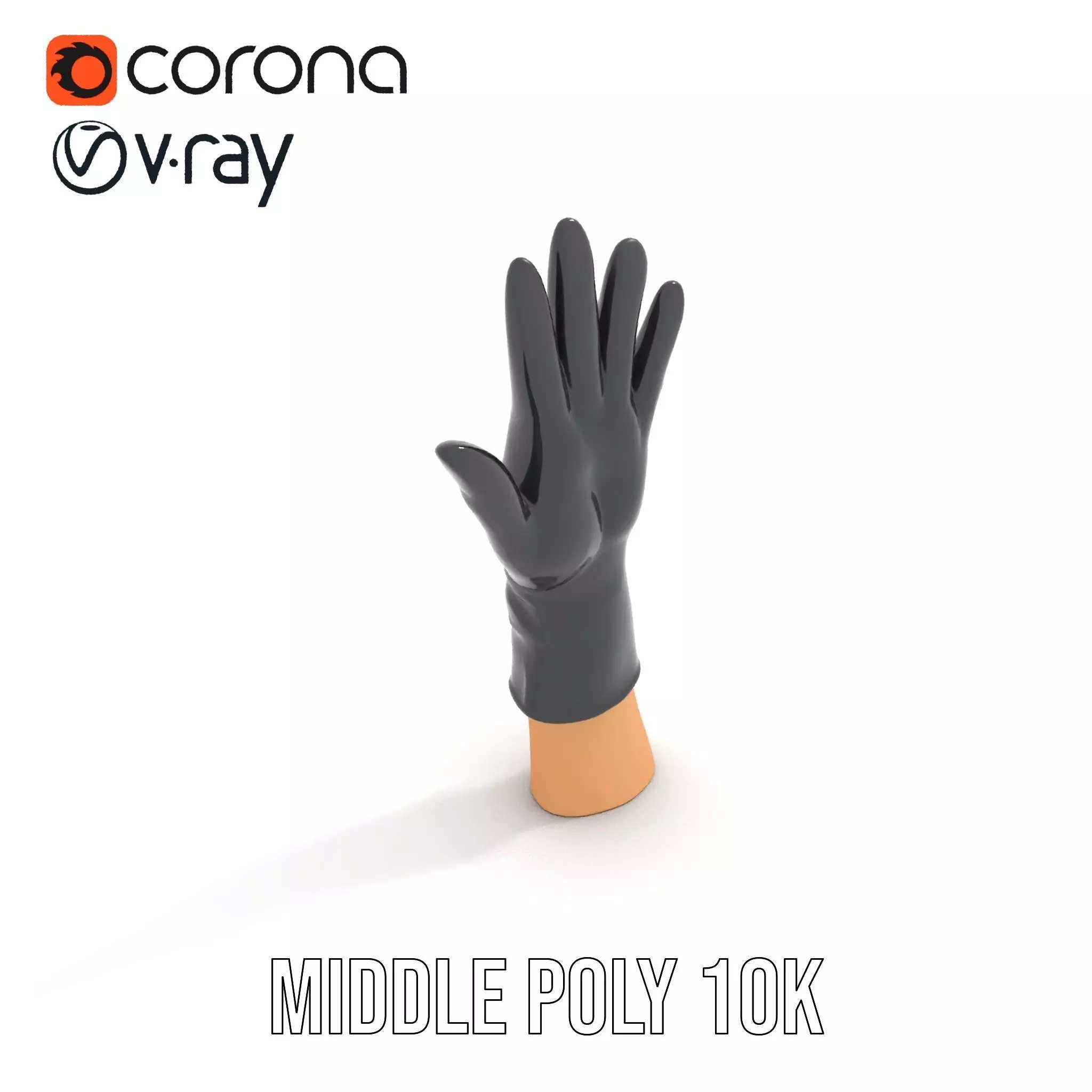 Black Leather Glove Model Pack Low-poly 3D model_12