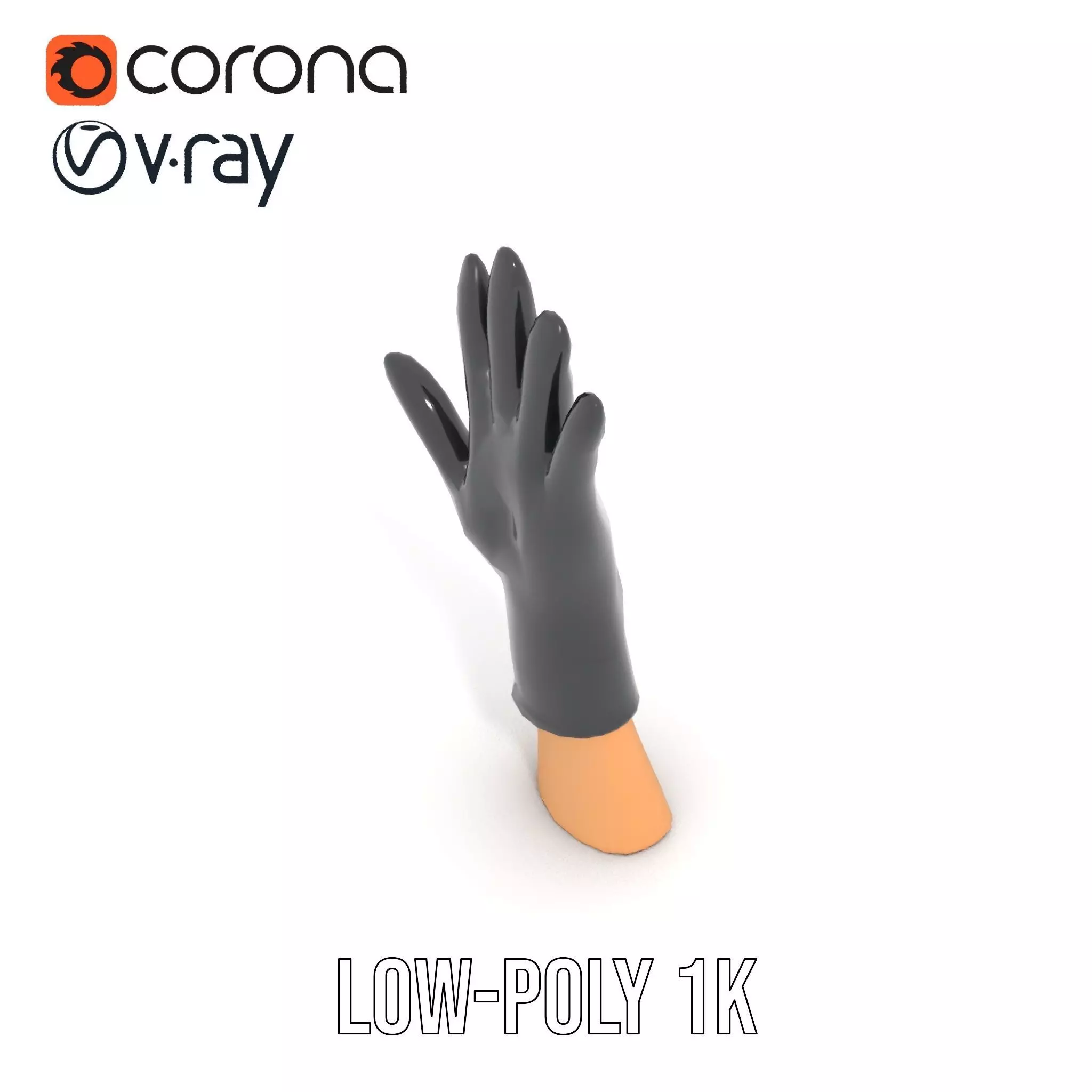Black Leather Glove Model Pack Low-poly 3D model_15