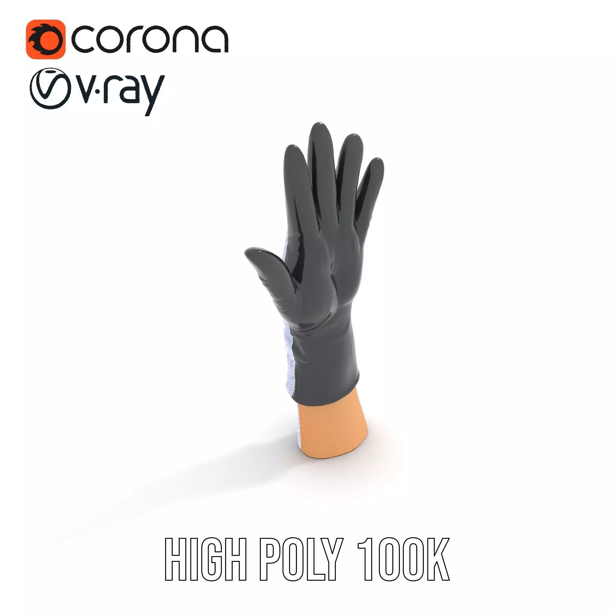 Black Leather Glove Model Pack Low-poly 3D model_25