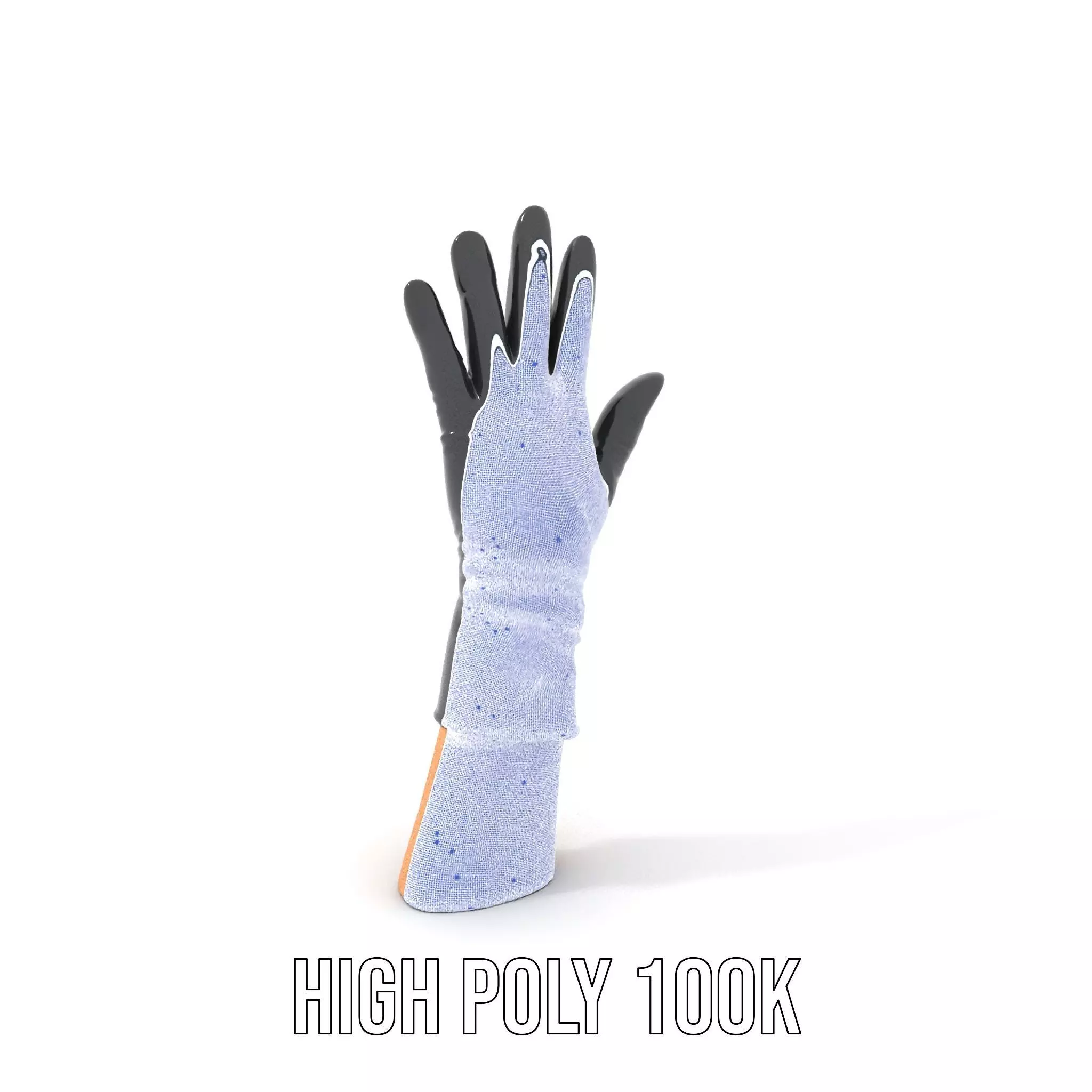 Black Leather Glove Model Pack Low-poly 3D model_4