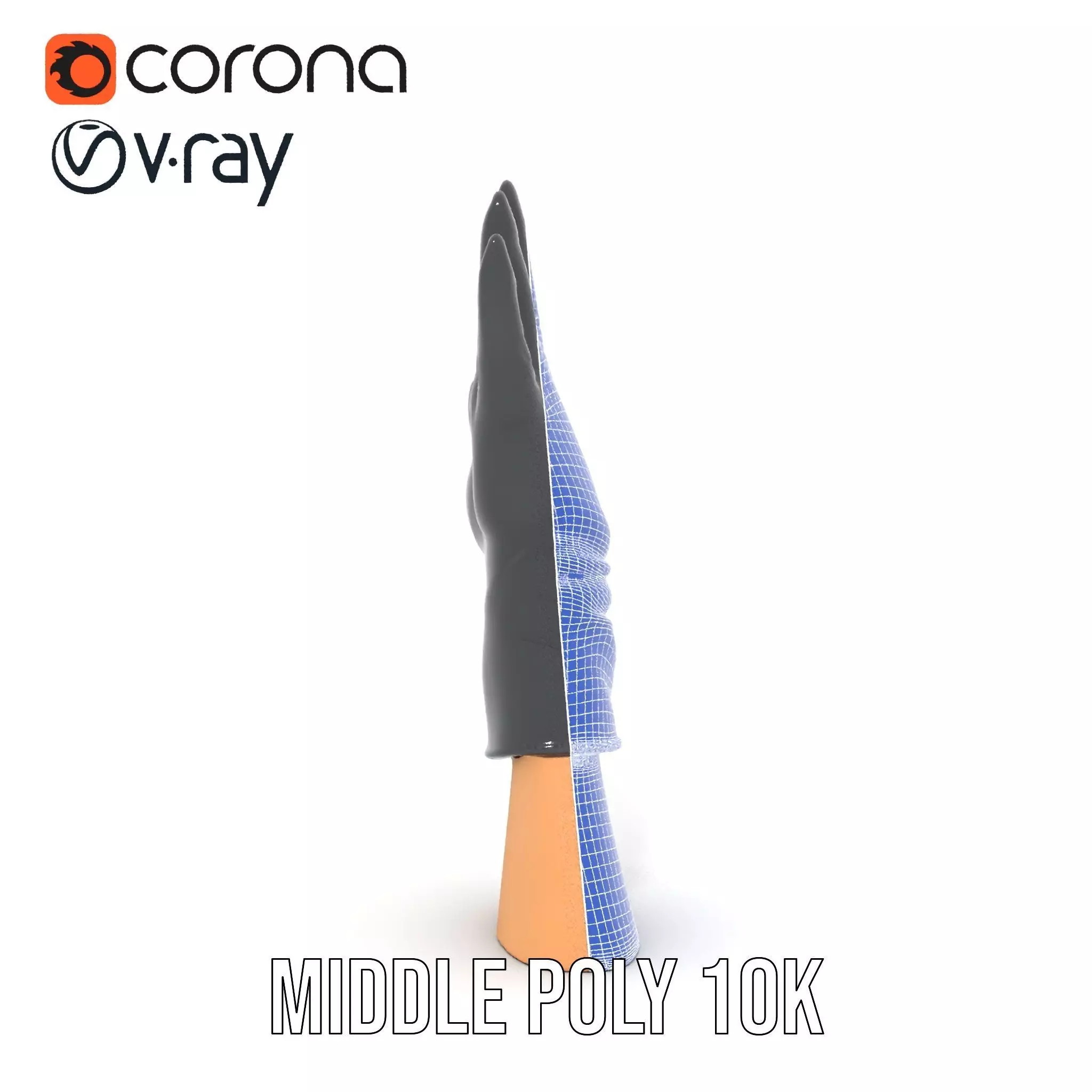 Black Leather Glove Model Pack Low-poly 3D model_29