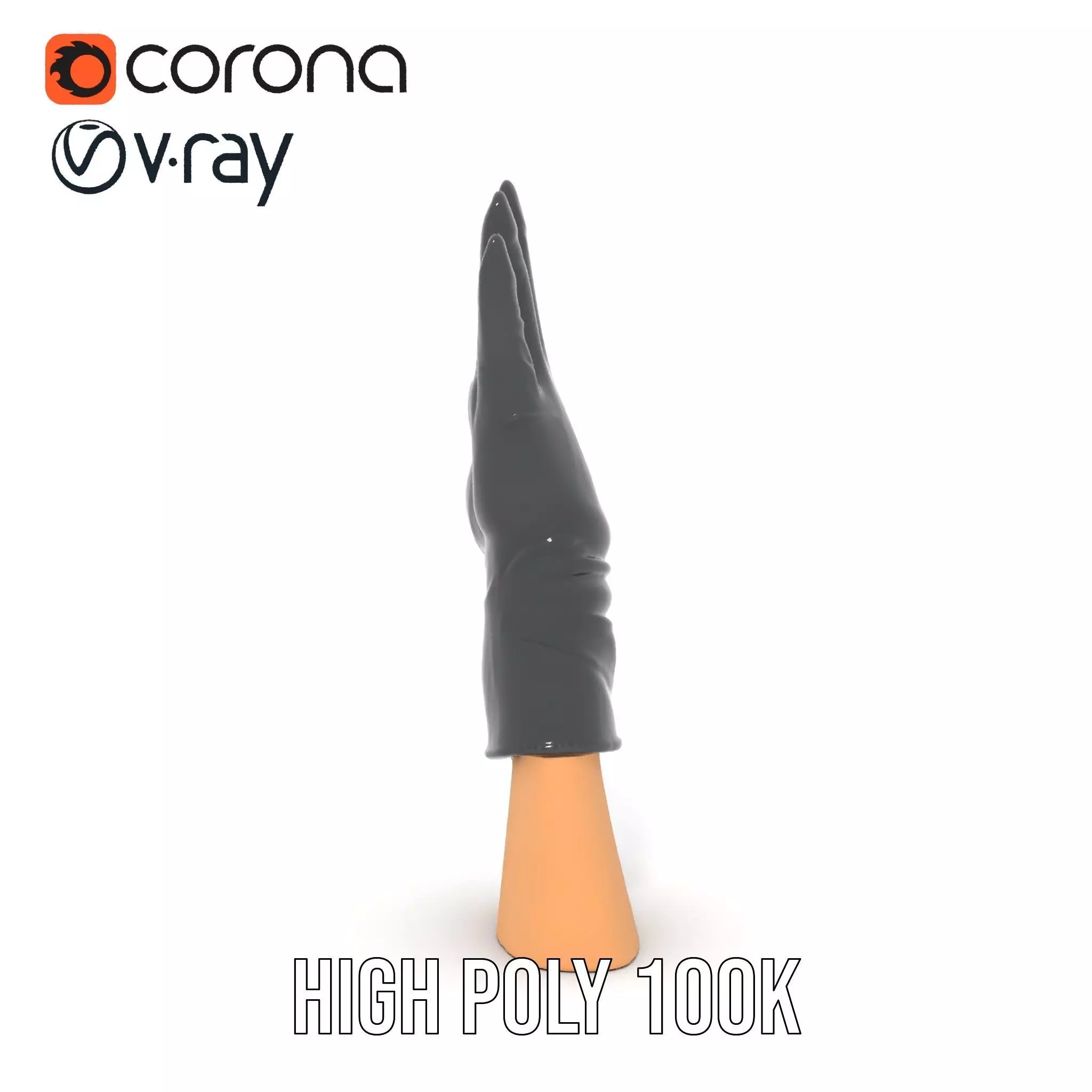 Black Leather Glove Model Pack Low-poly 3D model_16