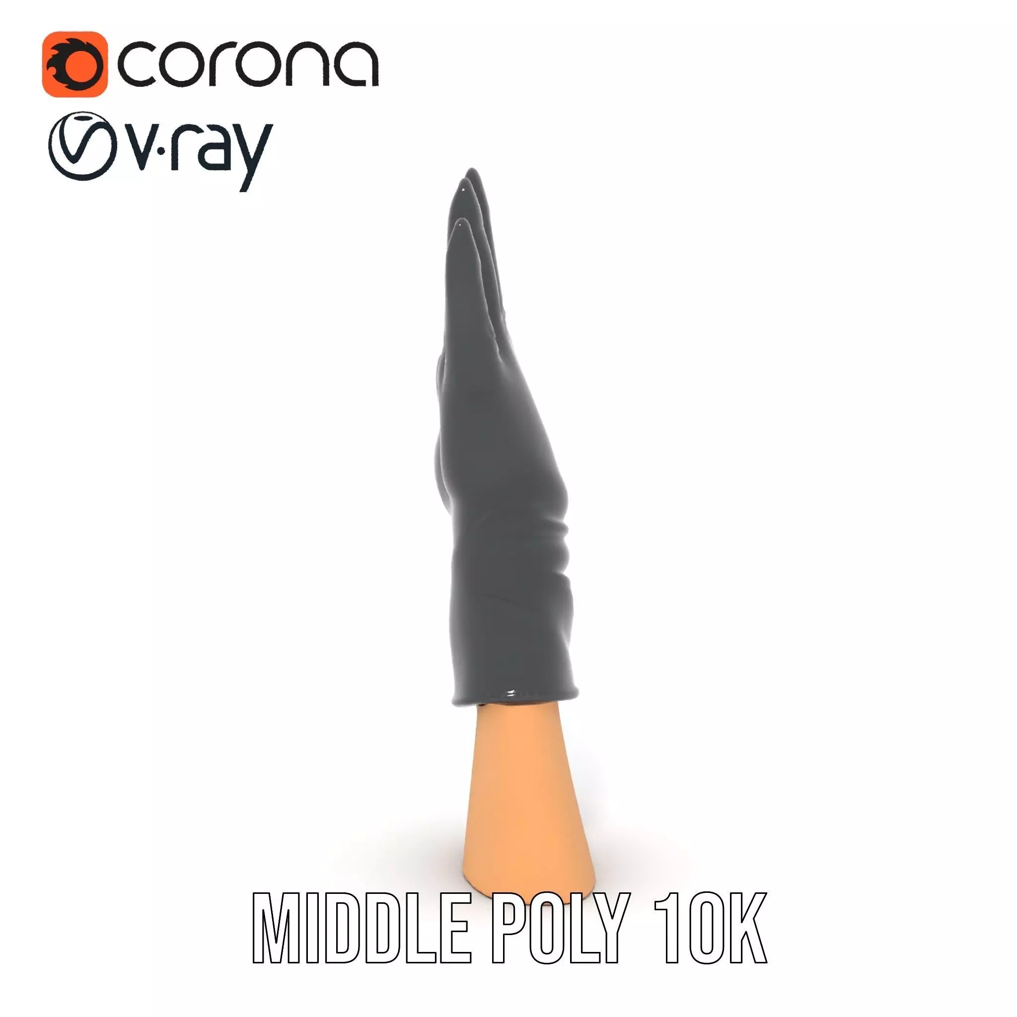 Black Leather Glove Model Pack Low-poly 3D model_14